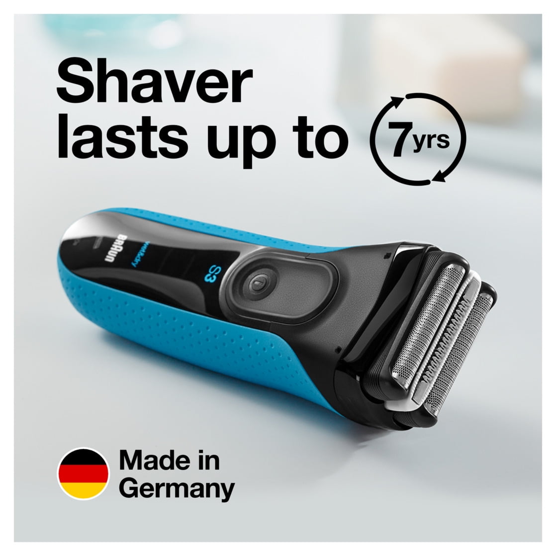 Braun Series 3 ProSkin 3040s Electric Shaver, Wet & Dry Grooming Kit with Precision Trimmer (Blue) qalb6
