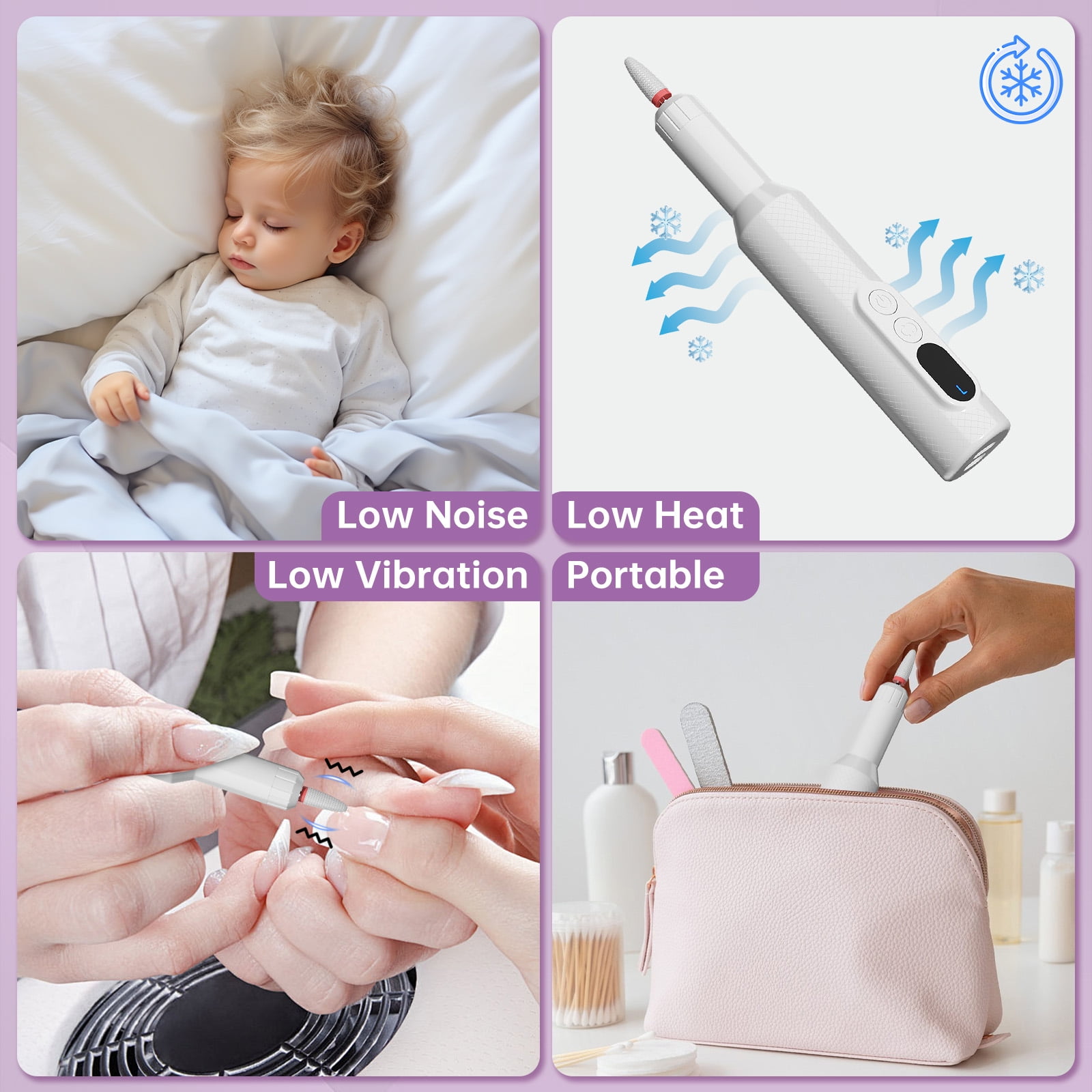 Cshidworld Electric Nail Drill Kit, Cordless Manicure Pedicure File with 12 Drill Bits & Wireless Charging Base (White) p2y0f