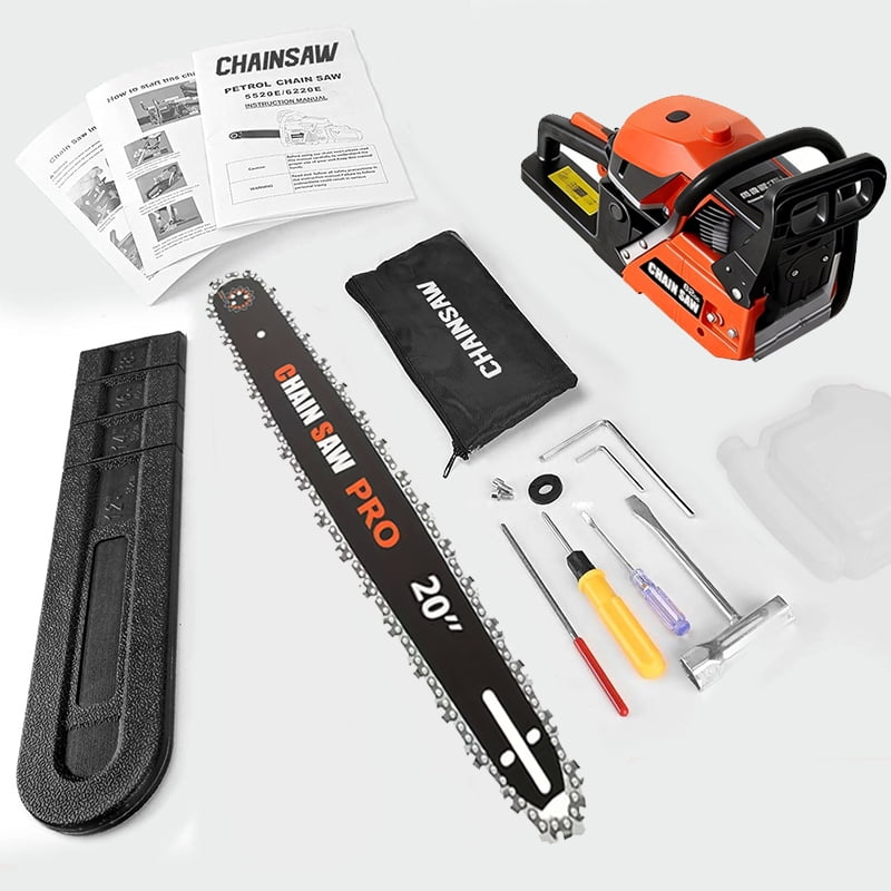 Datingday 62cc Gas Chainsaw, 3.5HP Professional Handheld Power Tool with Anti-Vibration & Quick-Stop Brake (Orange, 14 lb) 2sgpy