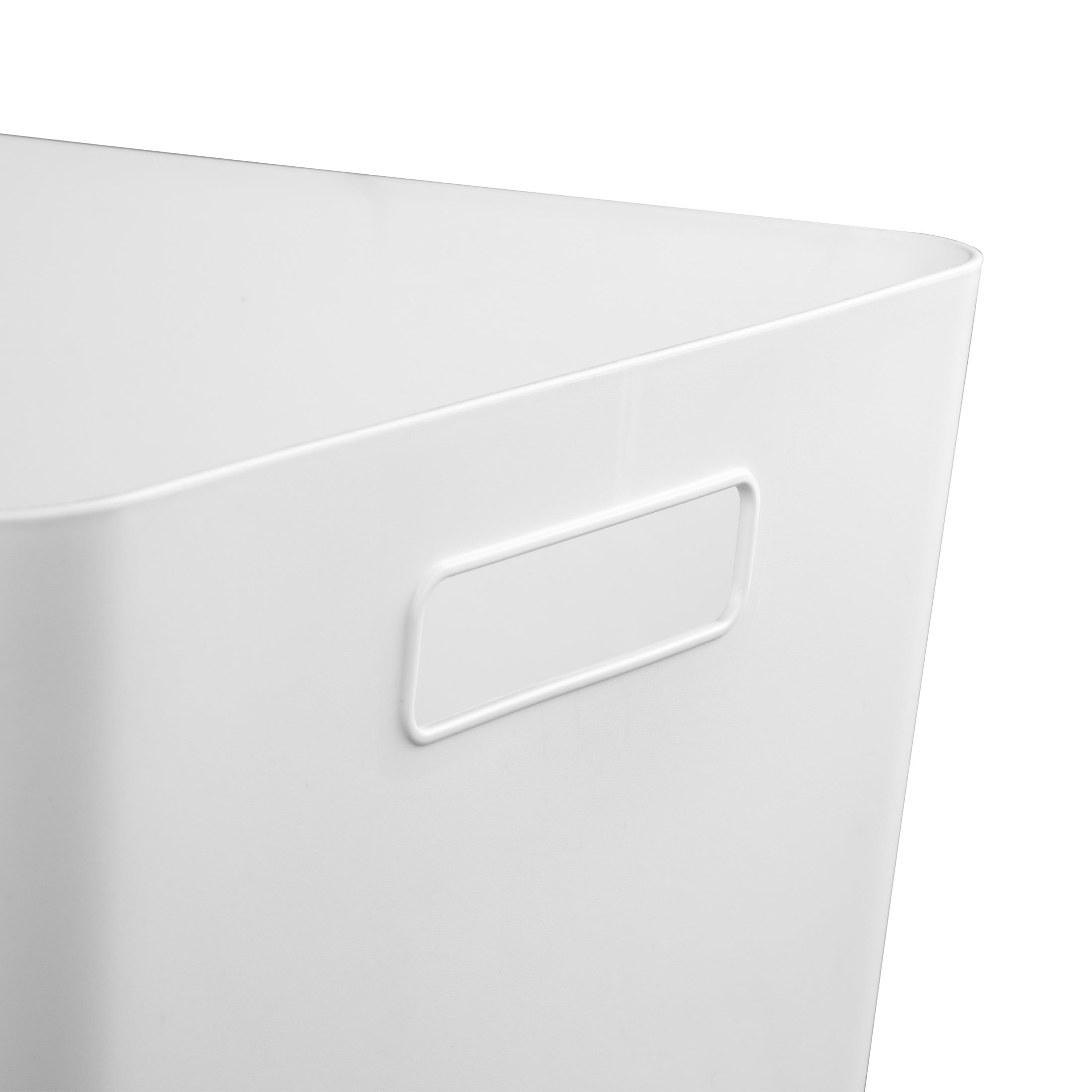 Mainstays X-Large Easy Access Storage Bin, Open Front Plastic Organizer (White, 3 Pack, 14.25 in x 11 in x 7 in) o76ym