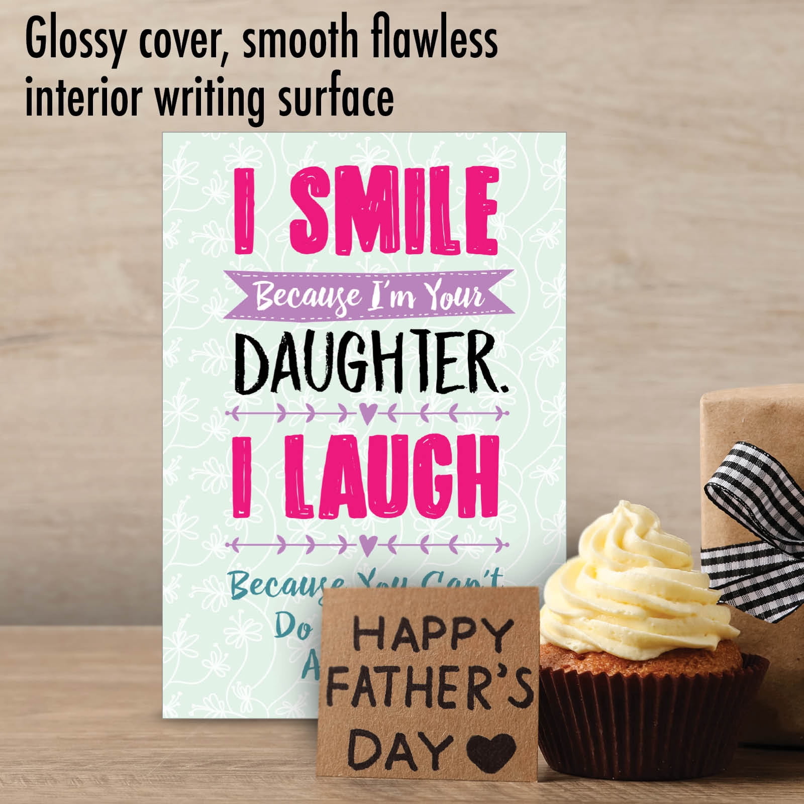 NobleWorks Funny Father's Day Greeting Card for Dad or Papa (Smiling Daughter Design, 5 in x 7 in) cf4jh