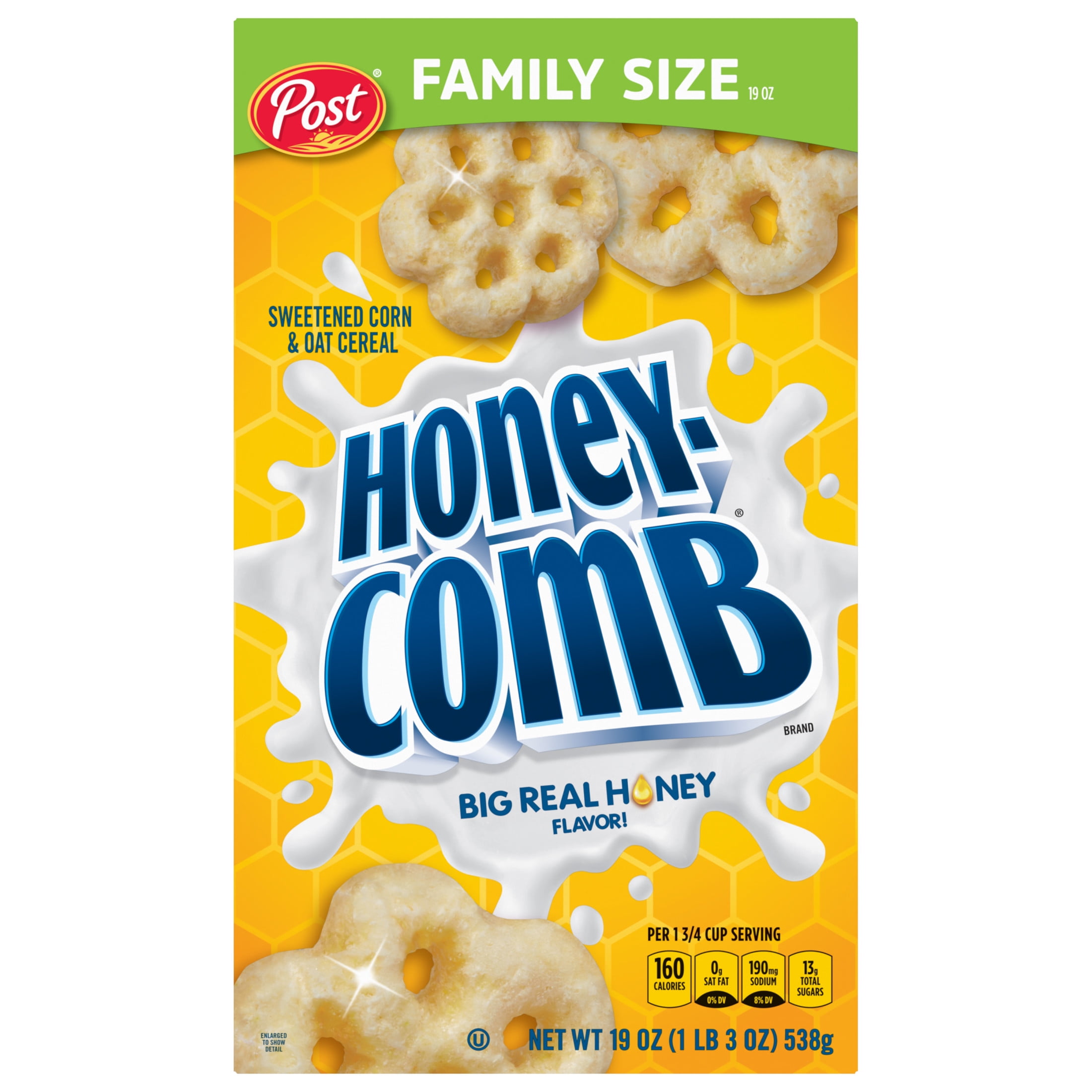 Post Honeycomb Cereal, Honey Flavored Crunchy Breakfast Cereal (19 oz) zllja
