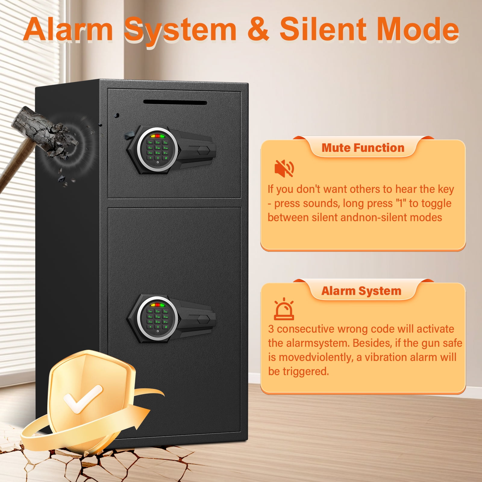 Opentiny Large Digital Security Safe, Fireproof and Waterproof Home Office Lock Box with Deposit Slot and Dual Alarm System (6.5 cu ft, 13.8 in x 13.8 in x 29.5 in) lxq0z