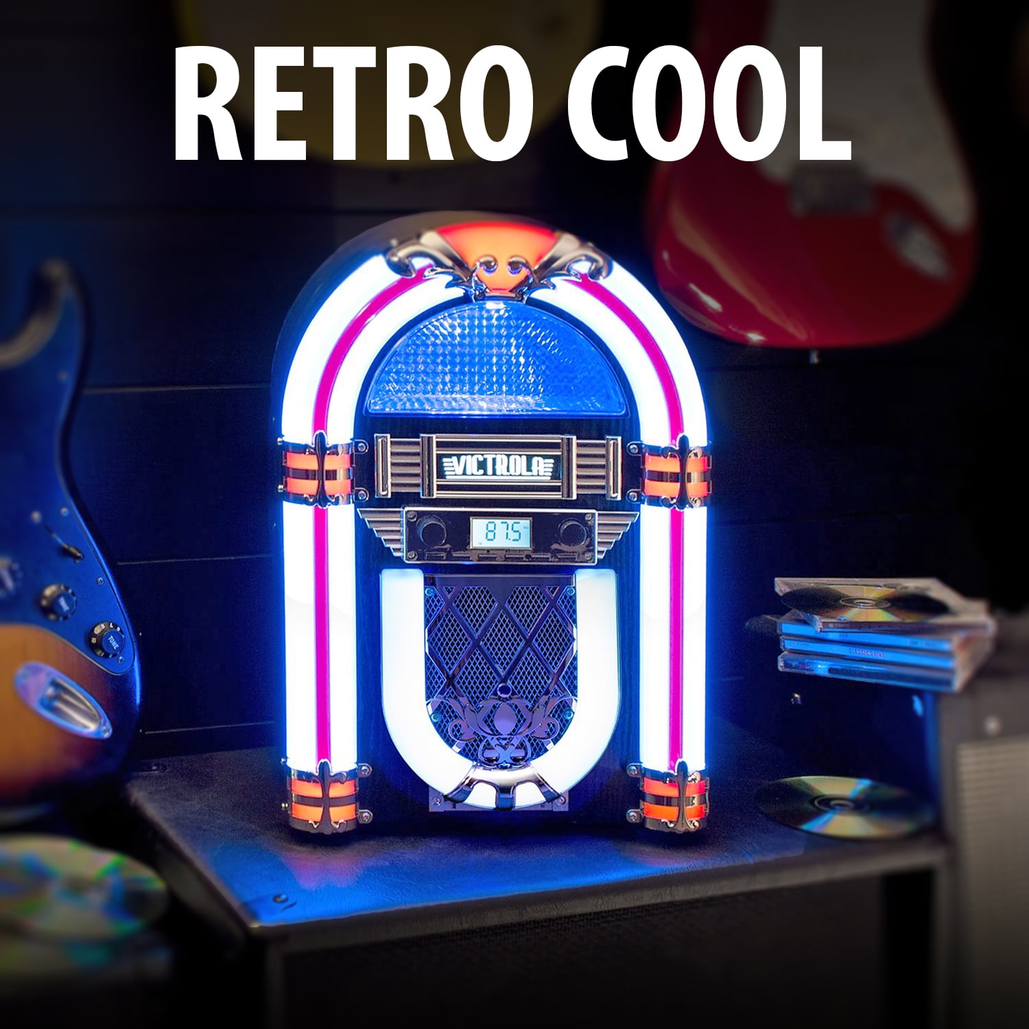 Innovative Technology Nostalgic Bluetooth Jukebox with LED Lighting (Silver) yktns - Image 4