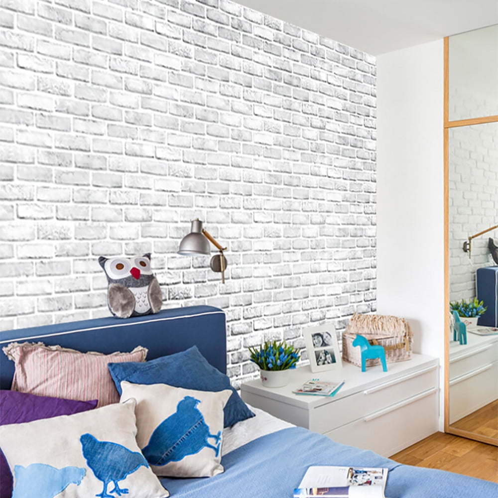 Openpig Peel and Stick Brick Wallpaper, Realistic 3D Faux Wall Covering for Home Decor (White, 17.7 in x 39.3 in) f9ziv