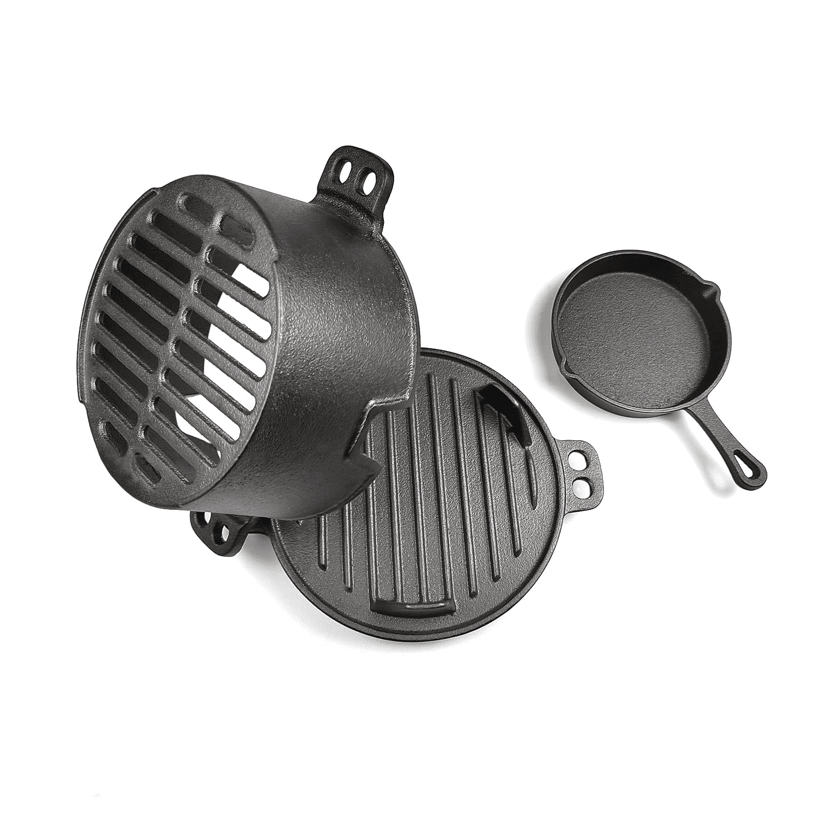 HAWOK Pre-seasoned Cast Iron Hibachi Grill, Portable Charcoal BBQ for Outdoor Camping (Black, 10 in x 7.9 in x 4.4 in) n4mra