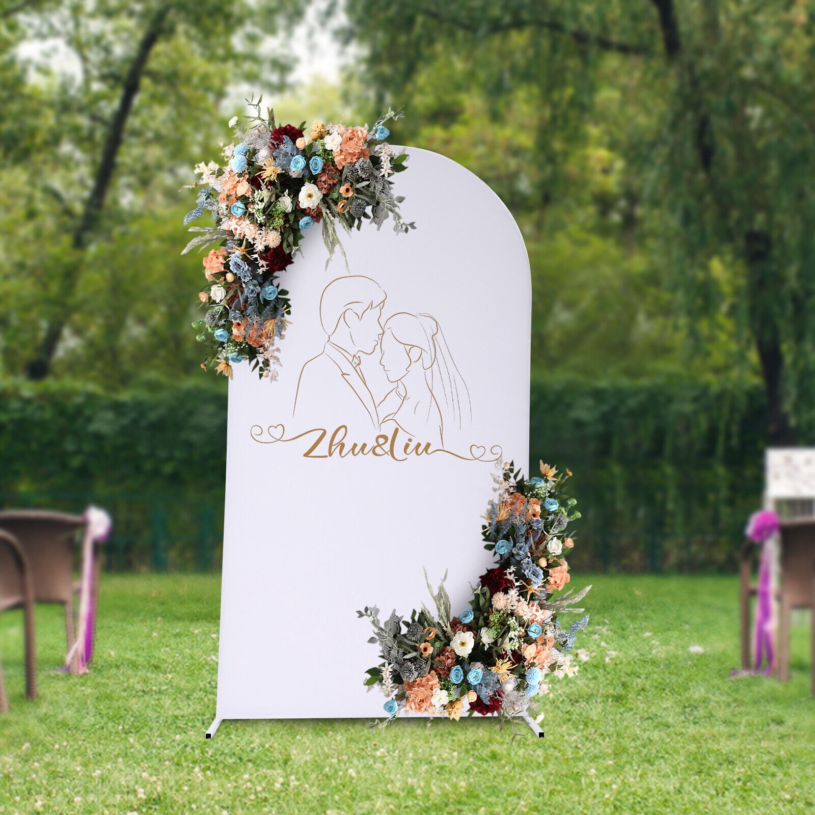 Generic Balloon Arch Frame Kit Wedding Backdrop Stand with Cloth Cover (White, 47.28 in x 19.68 in x 86.64 in) t105b