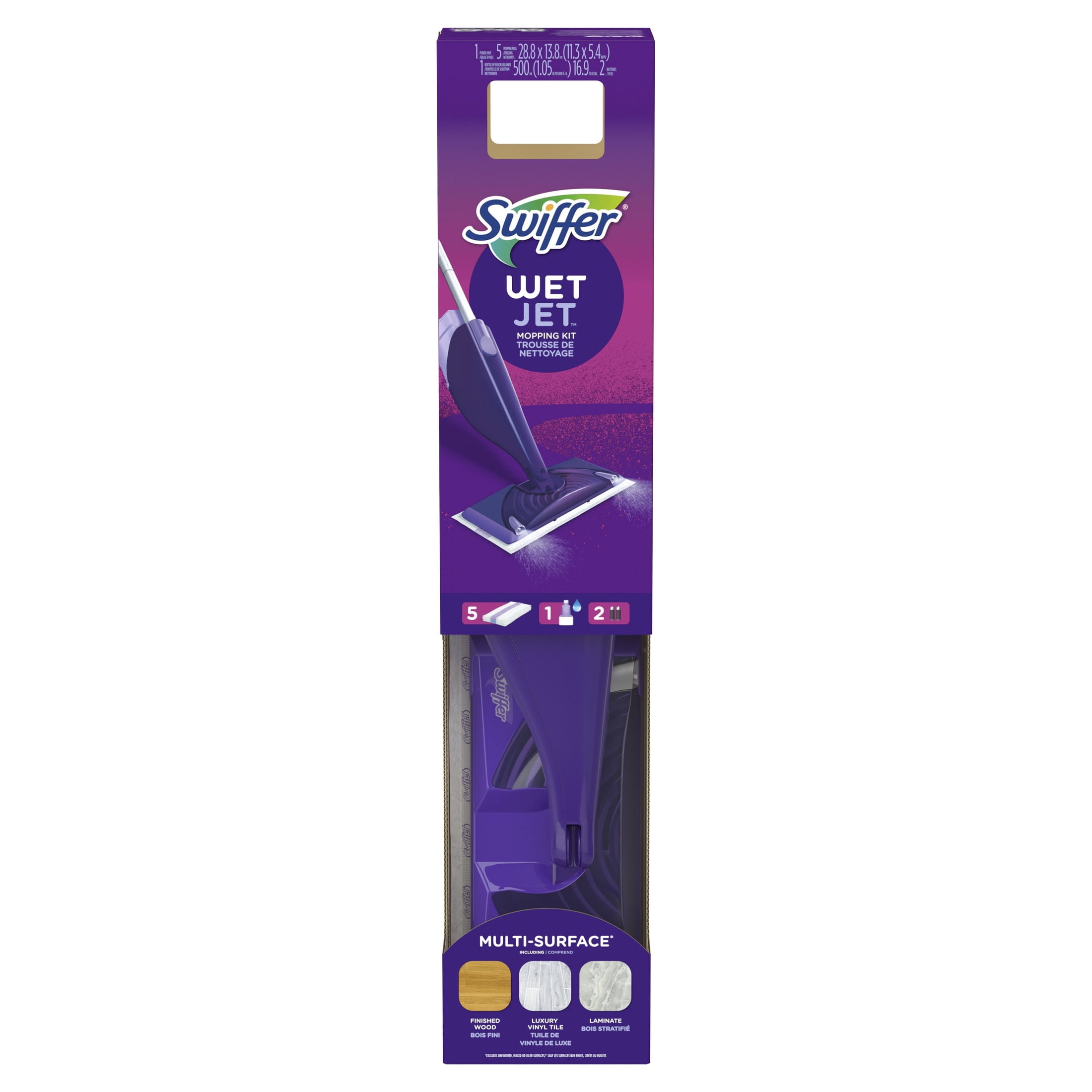 Swiffer WetJet Hardwood Floor Mop Starter Kit with Cleaning Solution and Pads (Unscented, 7-Piece Set) 892ey