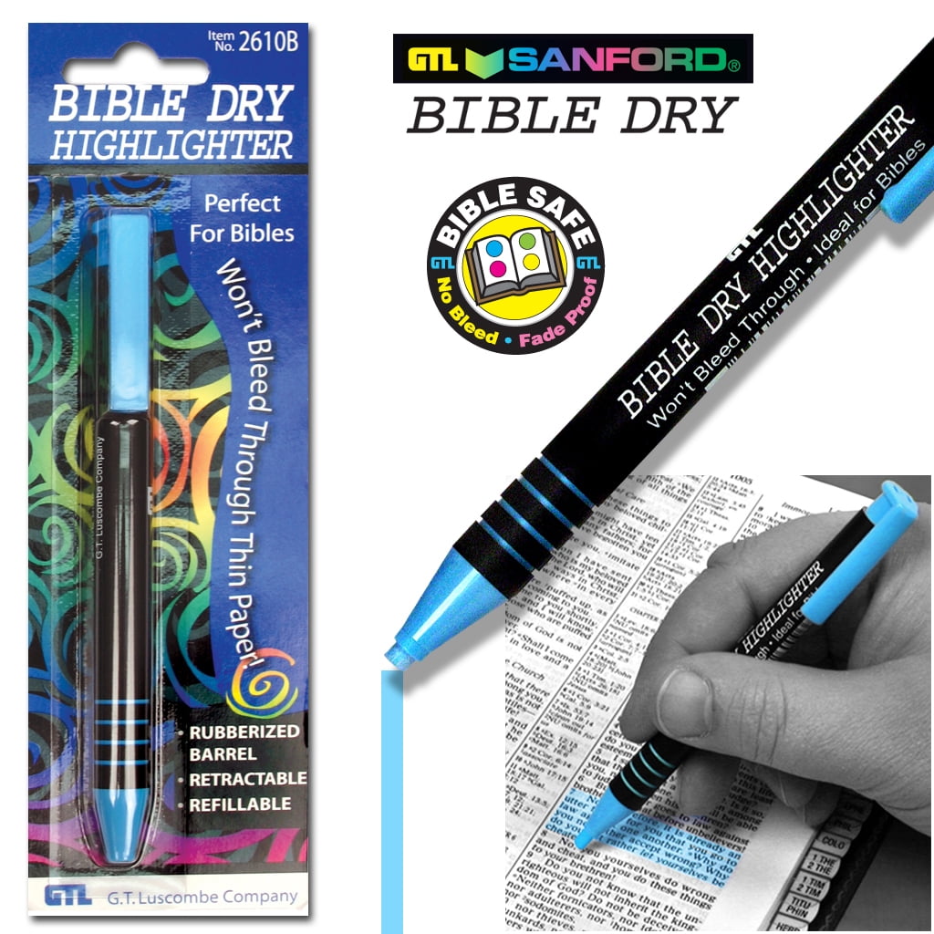 G.T. Luscombe Bible Dry Highlighter No Bleed-Through (Blue, 6 Pack) xpawk