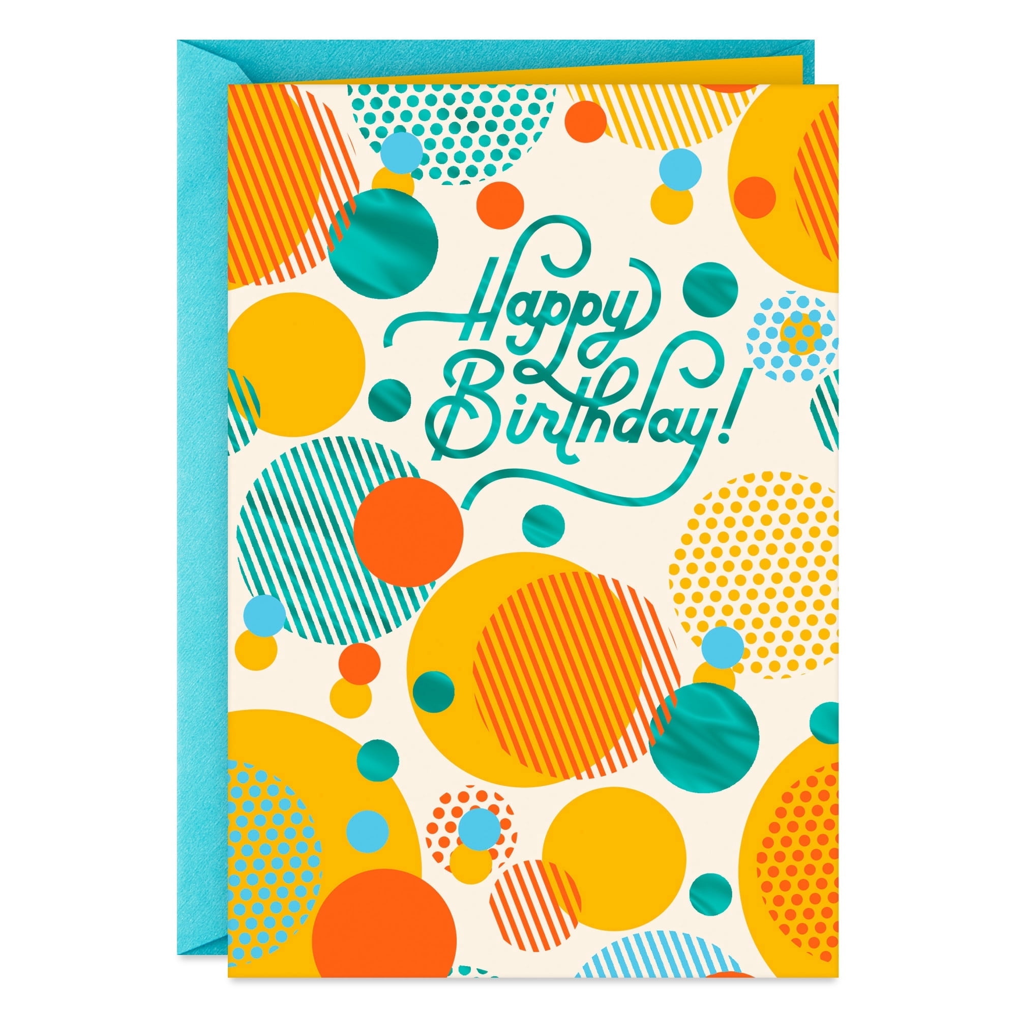 Hallmark Birthday Greeting Card, Vibrant Geometric Dots Design with Foil Accents (Blue, 5.75 in x 8.25 in) a5z97