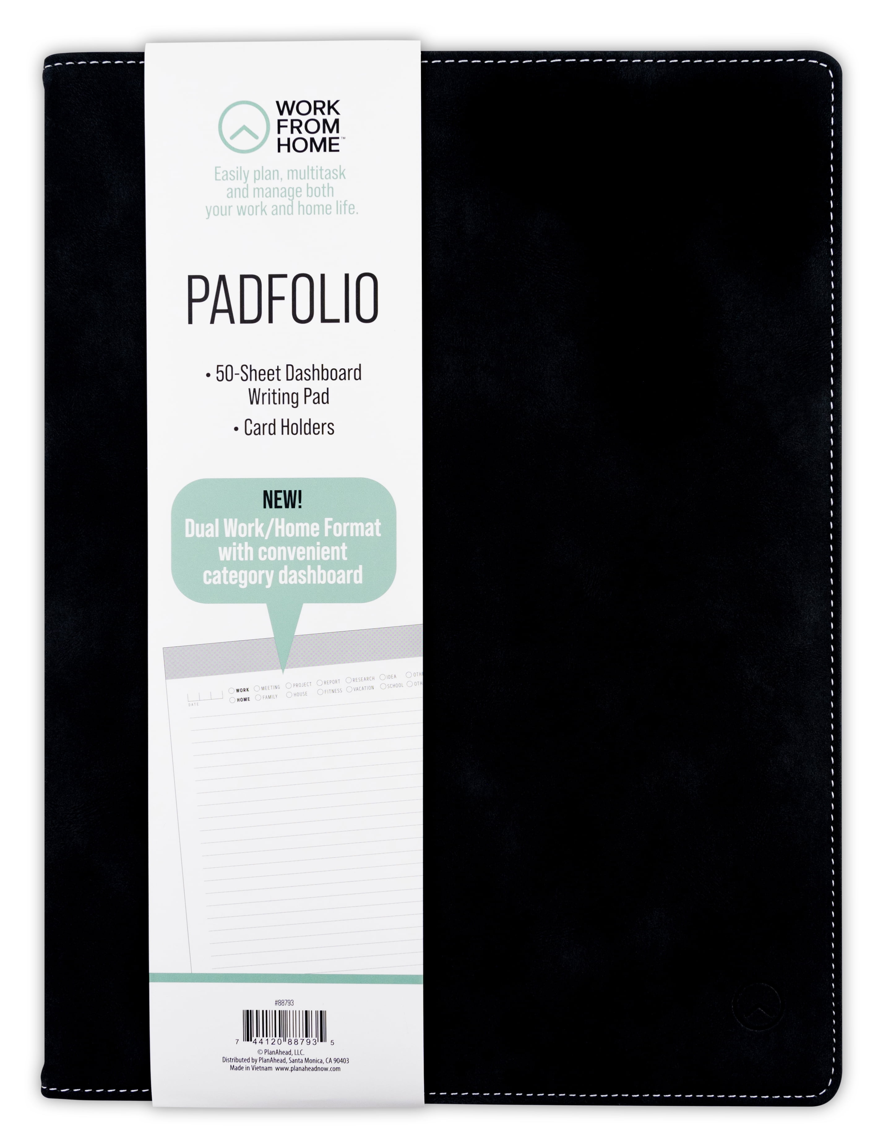 Work From Home Professional Padfolio with Writing Notebook (Black, 9.75 in x 12.25 in) 05uoe