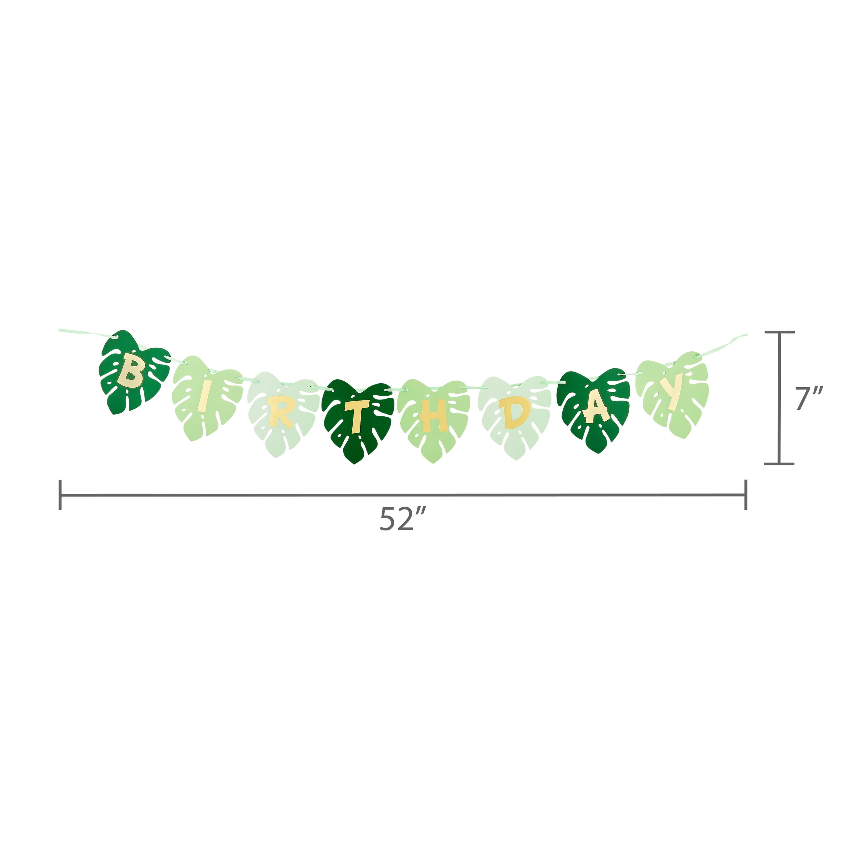Way To Celebrate Happy Birthday Jungle Banner, Gold Foil Lettering, Party Decoration (Gold, 92 in) 4pa3r