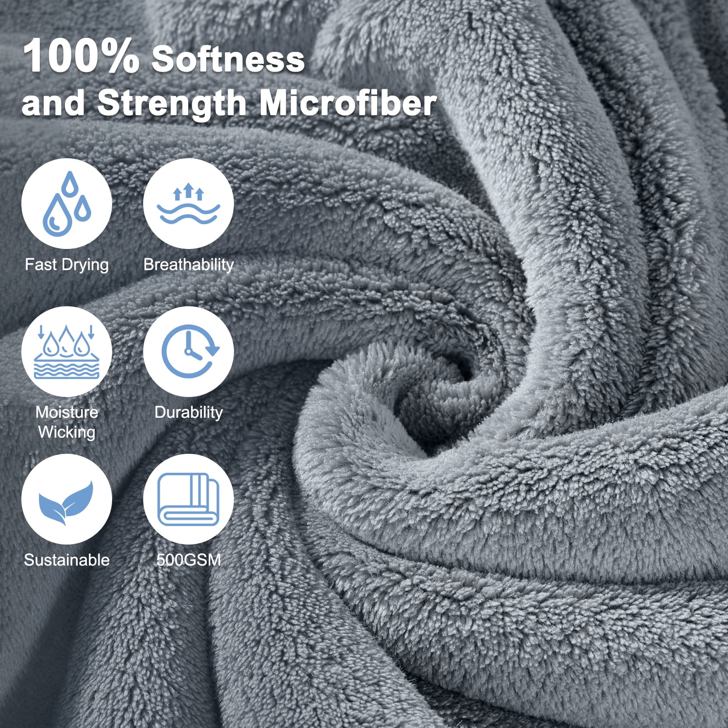 Cshidworld Bath Towels Set of 4, Highly Absorbent Quick-Dry Microfiber Bath Sheets (Grey, 28 in x 55 in) tfh7m