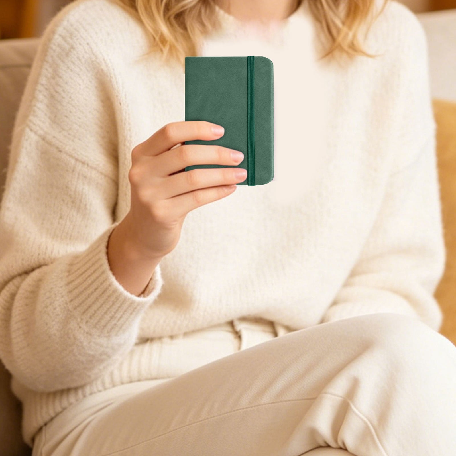 Torch Small Pocket Notebook, Hardcover Mini Journal with Elastic Closure (Green, 3x4.3 in) 8hfg0