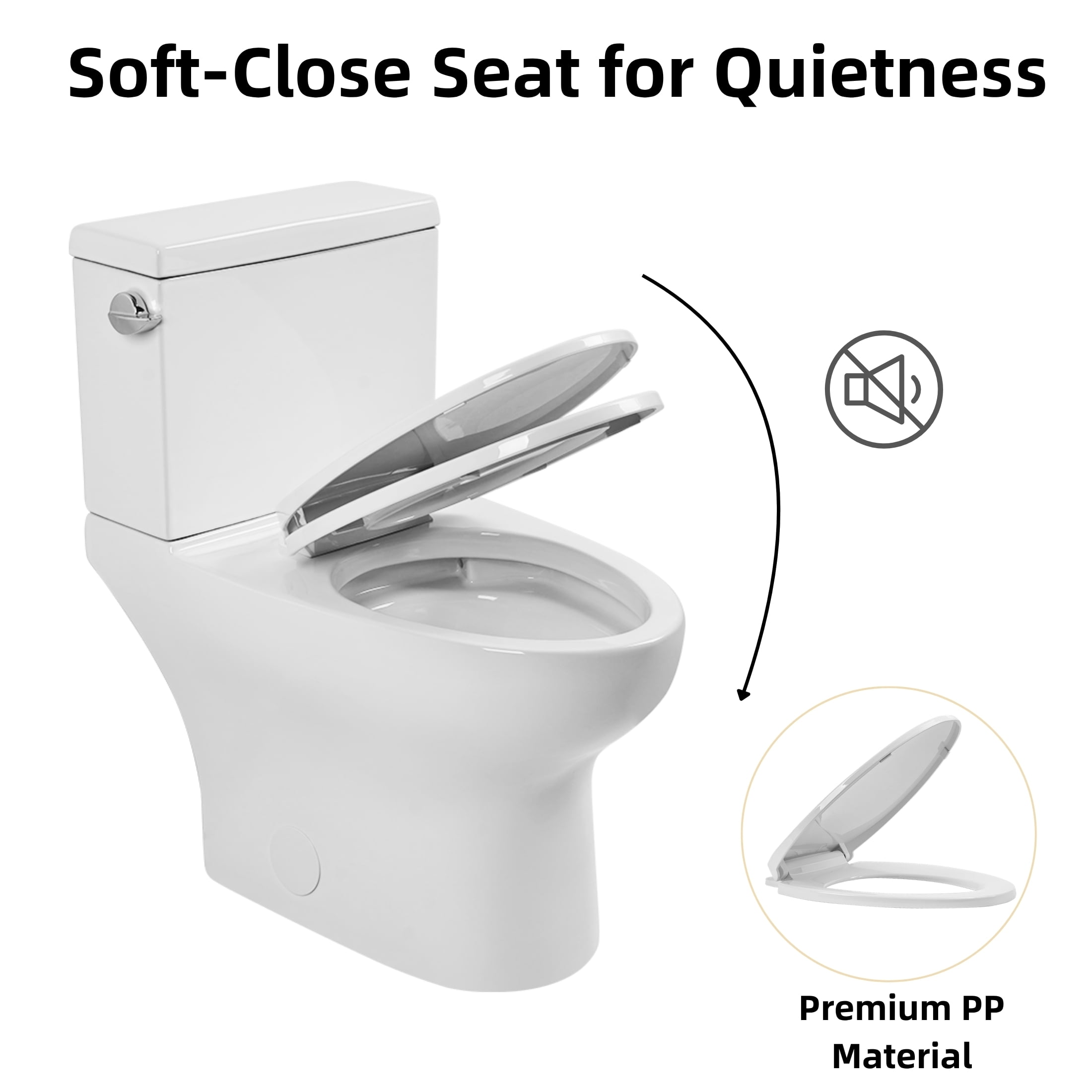 Los Flexi Modern Elongated Two-Piece Toilet, ADA Comfort Height with Soft-Close Seat (White, 17.5 in) kldv5