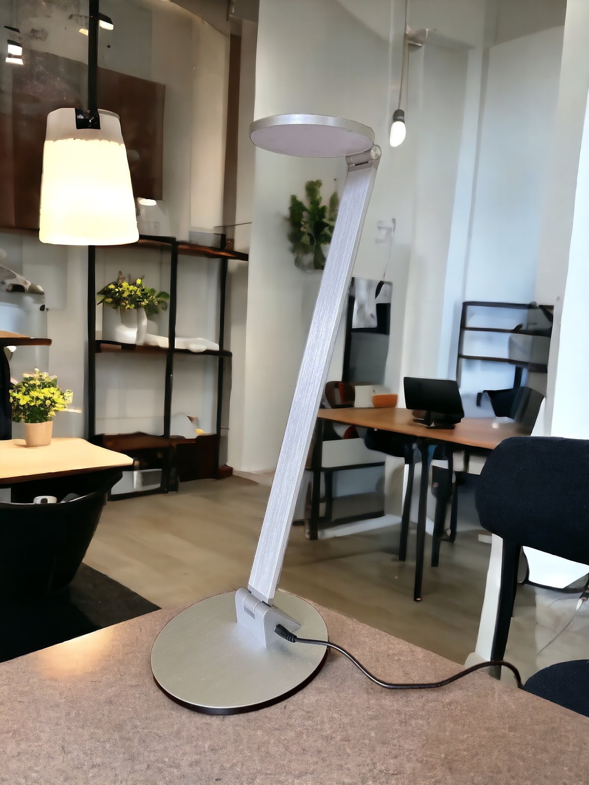 Tensor Slim Line O LED Desk Lamp, Foldable Task Light with 18 in Hinged Arm (Silver, 12W) u22k8