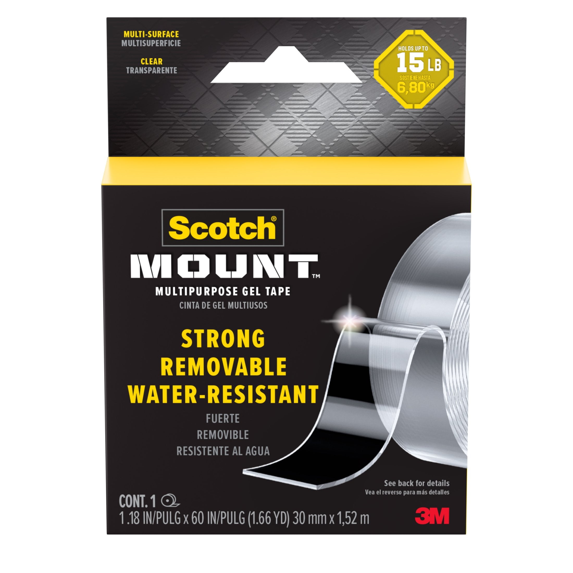 Scotch-Mount Multipurpose Gel Tape (Clear, 1.18 in x 60 in, 15 lb Capacity) ksjxj