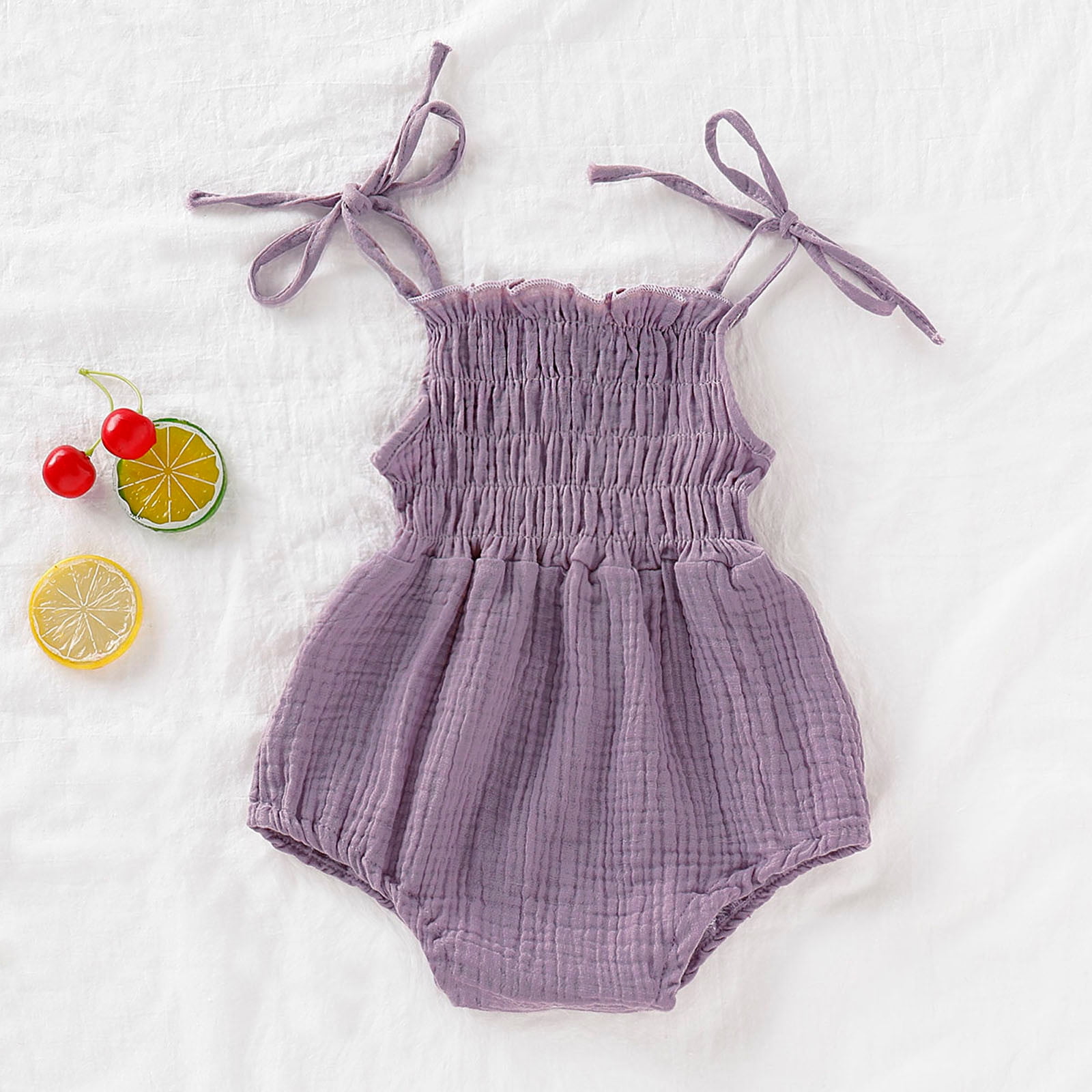 Rciityk Baby Girls Summer Romper Adjustable Strap Bodysuit Outfit (0-18 Months) dycoq