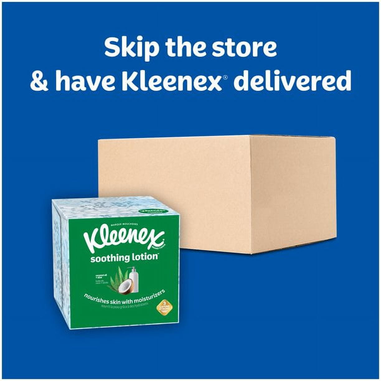 Kleenex Soothing Lotion Facial Tissues, 3-Ply Softness with Aloe and Vitamin E (White, 4 Cube Boxes, 260 Total Tissues) v4o9o