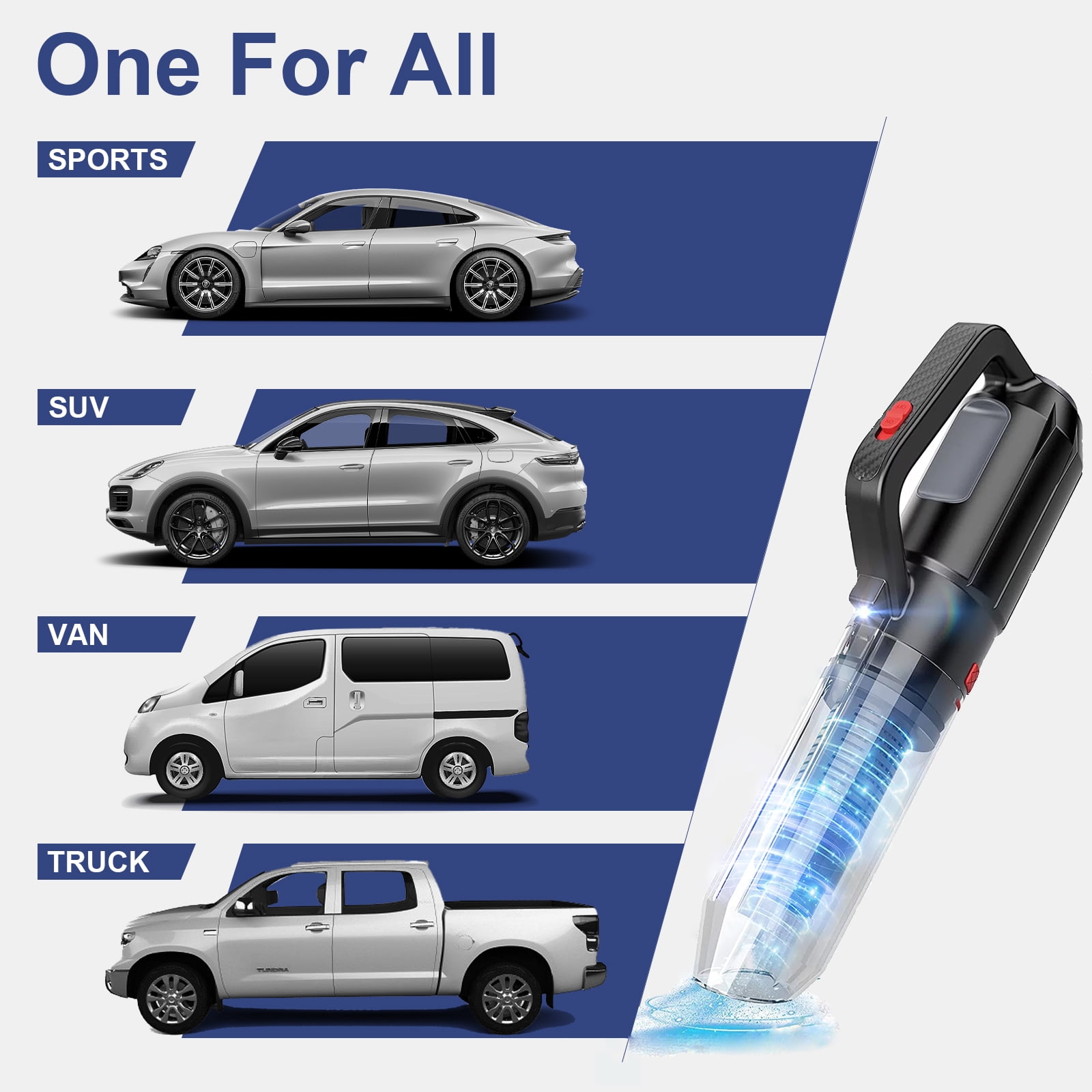 Qunler Cordless Handheld Vacuum Cleaner 3-in-1 Portable Car Vacuum Air Blower and Hand Pump with LED Light (Black) q1x5r