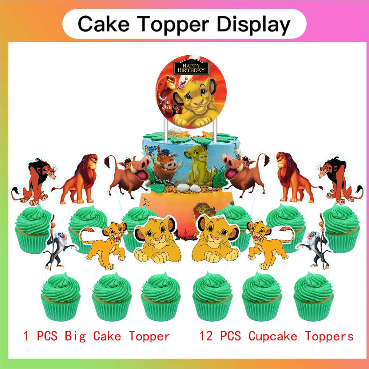Yangxianf Lion King Cake Topper Set for Birthday Party Decorations (13 Piece Kit) 8ddvj
