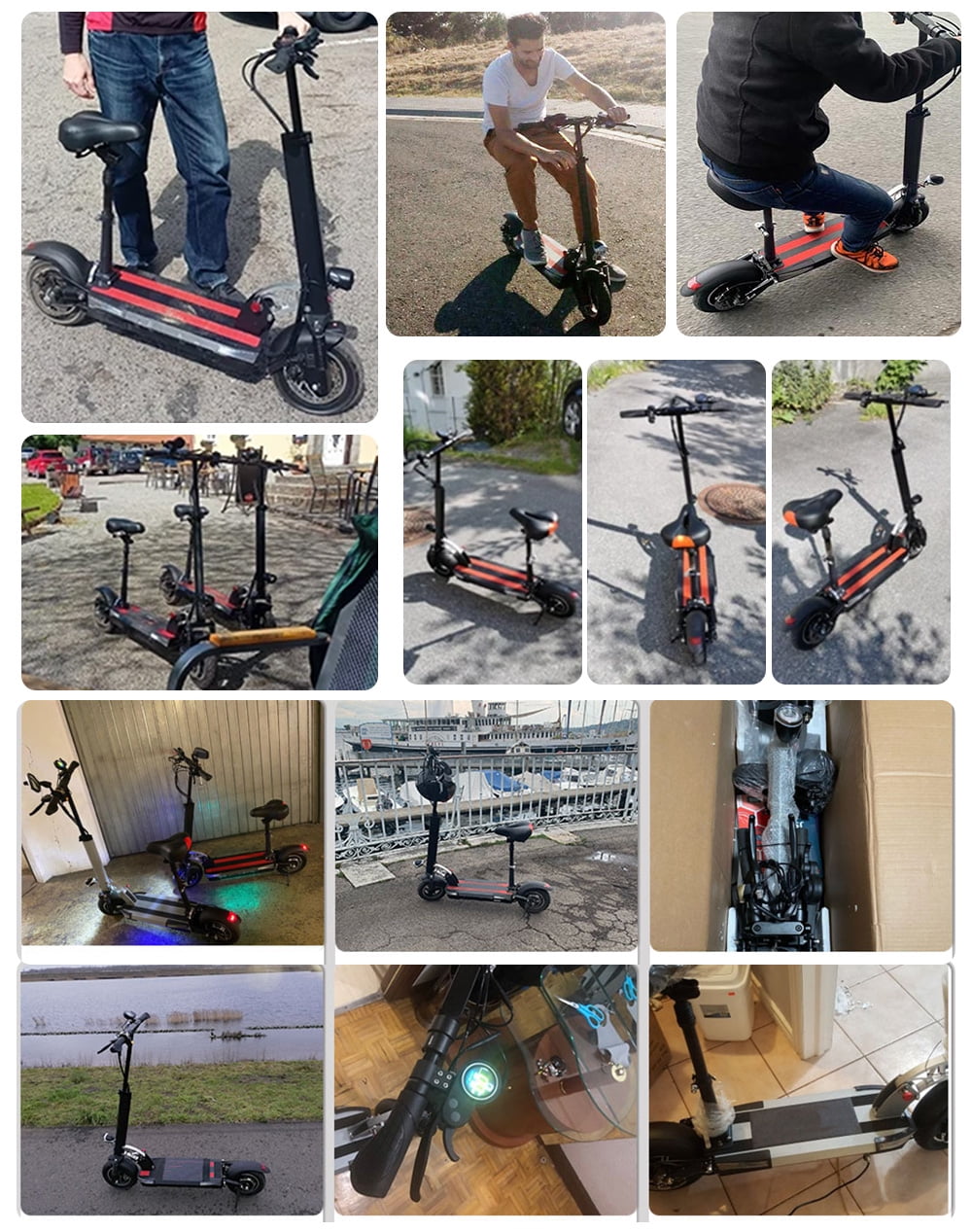 JUEXING Foldable Electric Scooter, 1200W Motor 35 MPH Commuter E-Scooter with Removable Seat (Black, 35 Miles Range) gvbd5