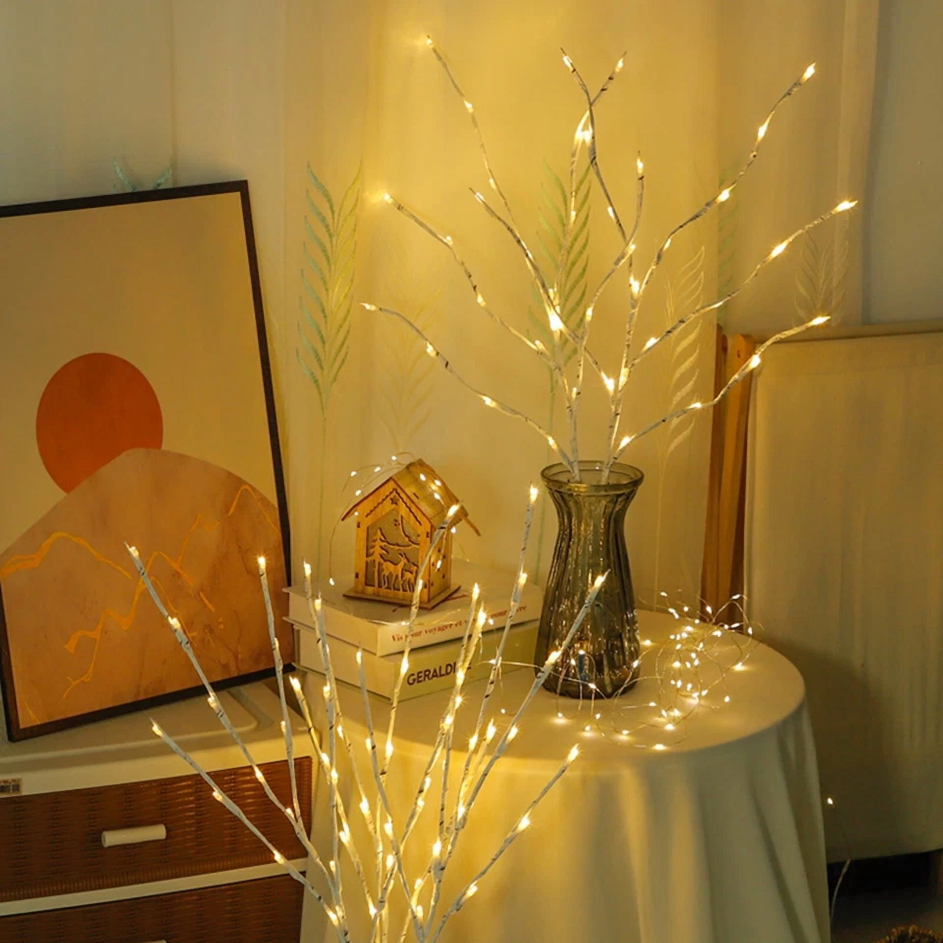 VAULT White Birch Twig Branch Lights Decorative LED Floral Lighting (White, 2-Pack) ciyw2