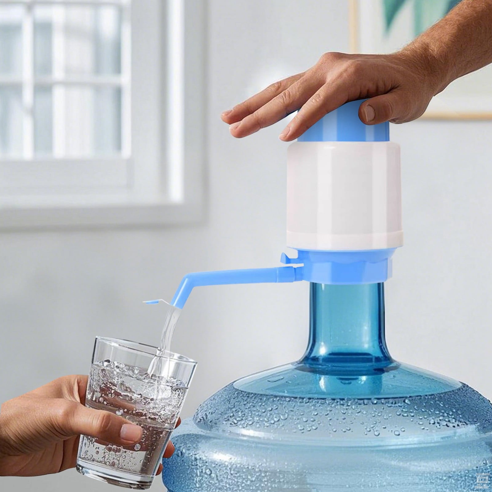 Rmncdg Manual Hand-Operated Water Dispenser Pump for 5-Gallon Jugs (Light Blue, 1 Pack) yg57h