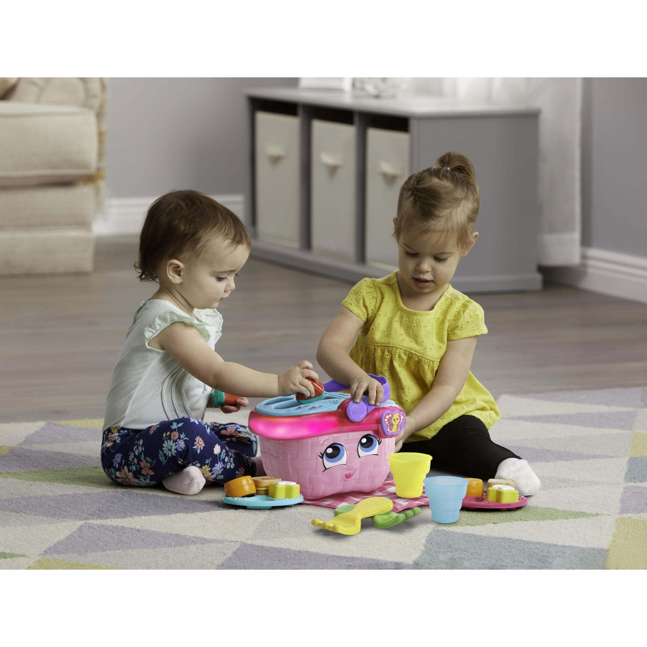 LeapFrog Shapes & Sharing Picnic Basket Interactive Learning Toy (Multi-Color, 15-Piece Set) 8ca1m