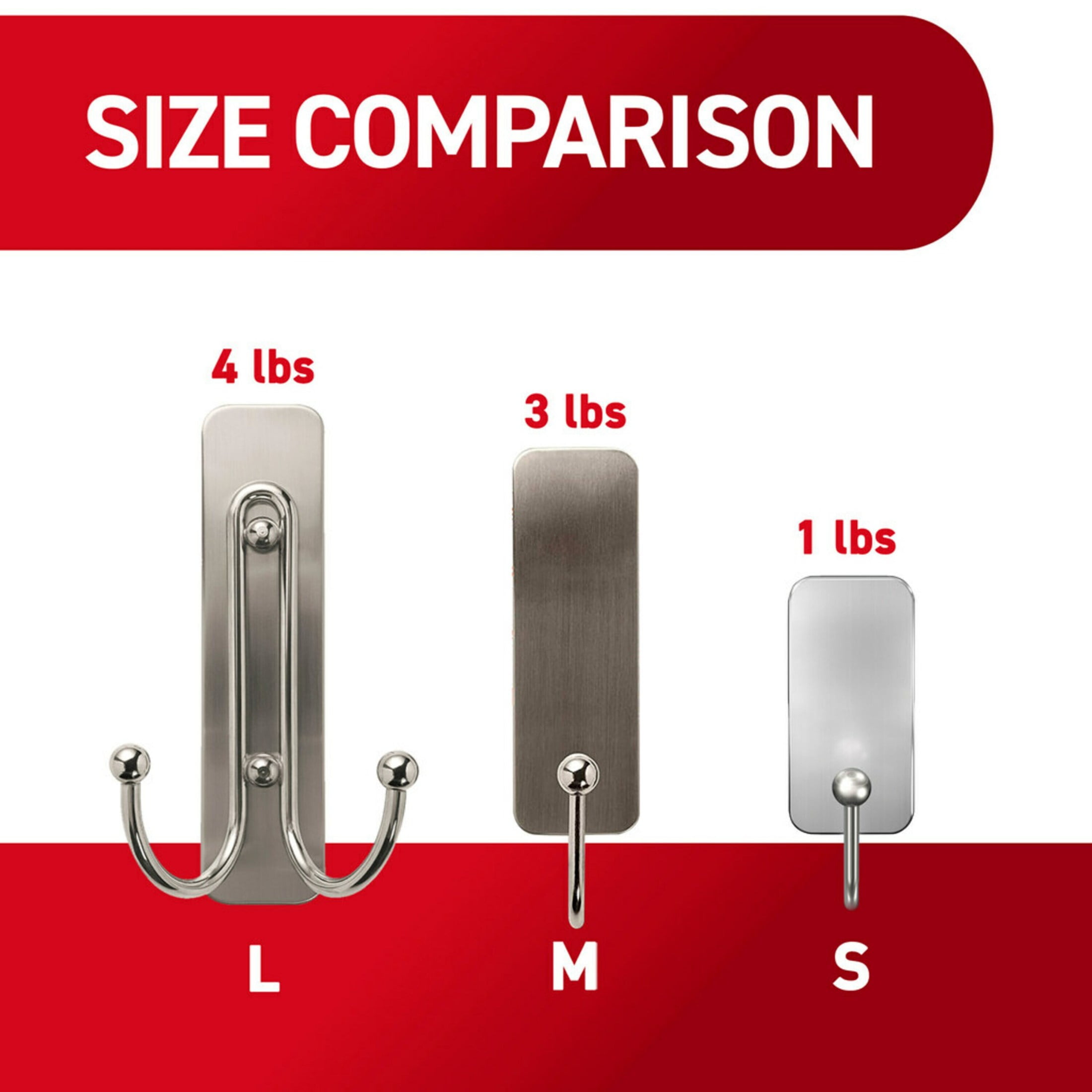 Command Large Double Wall Hooks, Damage-Free Adhesive Hanging, Brushed Nickel (3 Pack, 2 Hooks Per Pack) qhh0r