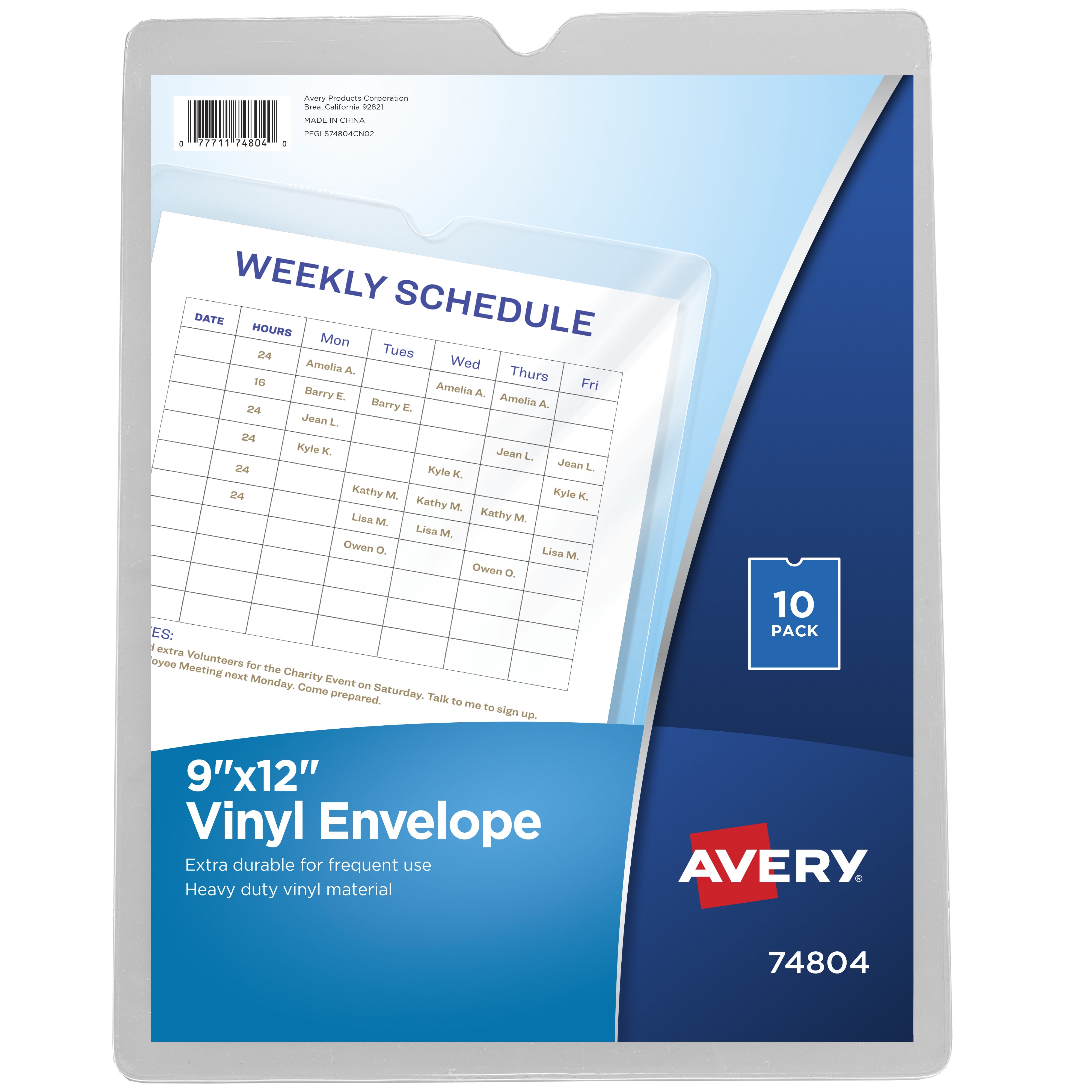 Avery Vinyl File Envelopes, Durable Document Organizer with Fold-Over Flap (Clear, 9 in x 12 in, 10 Pack) nk03p