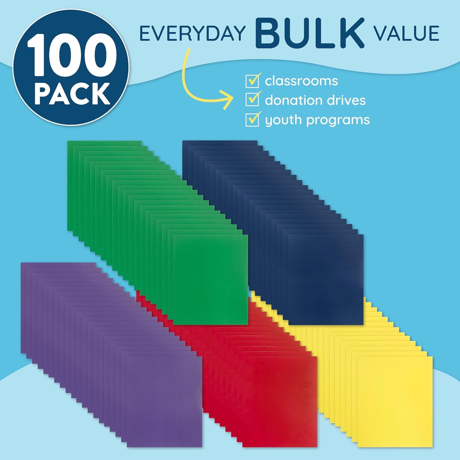 Office Depot Paper Two Pocket Folders with Prongs (Assorted Colors, 100 Pack) mg7n2