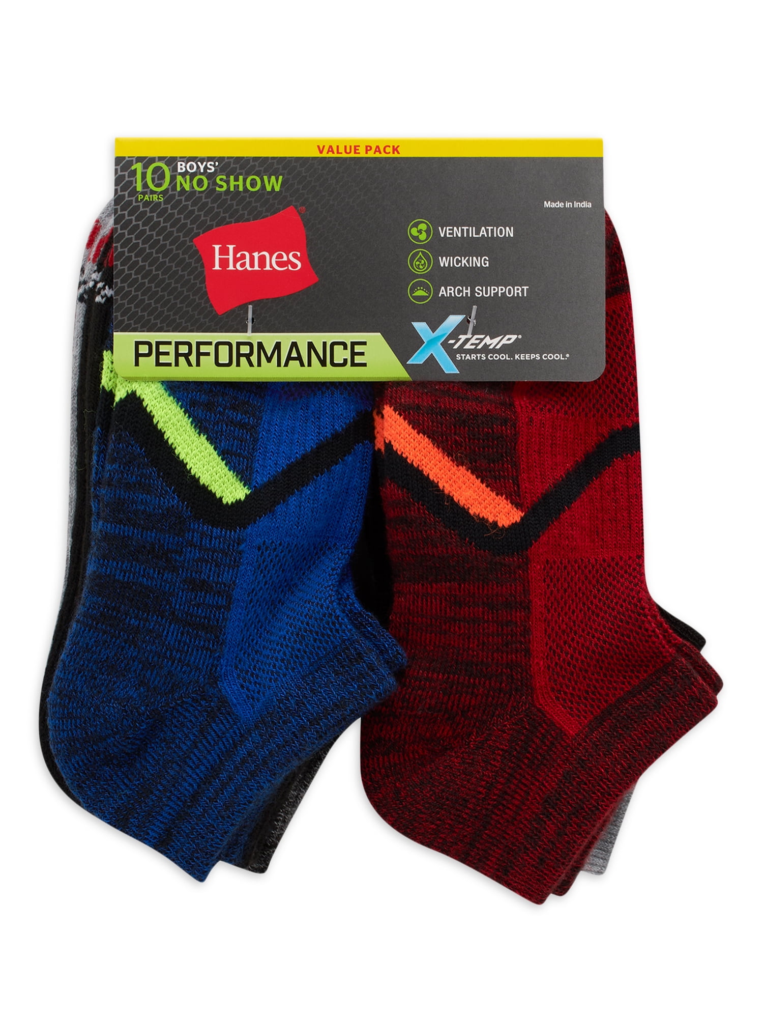 Hanes Boys' X-Temp Performance No Show Socks (Blue, 10 Pack) ftjmy - Image 2