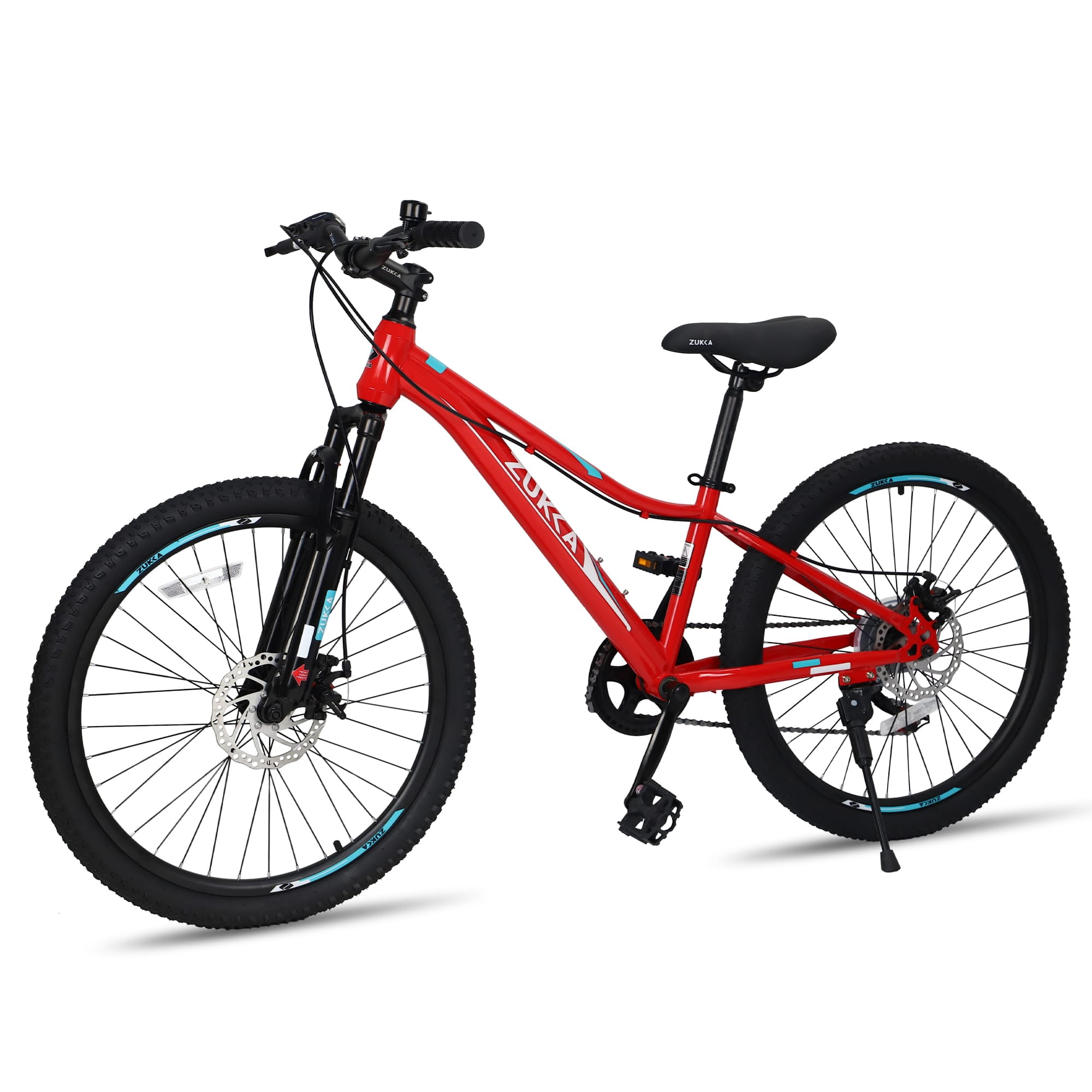 TBSCWYF 24 Inch Mountain Bike for Kids, 6-Speed Steel Frame with Dual Disc Brakes and Suspension Fork (Red, 24 in) 0w1lp