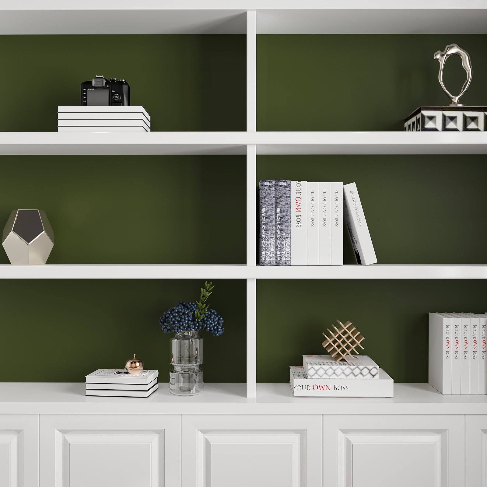 CHIHUT Peel and Stick Wallpaper Matte Olive Green Decorative Vinyl Contact Paper (Dark Green, 17.7 in x 100 in) exufn
