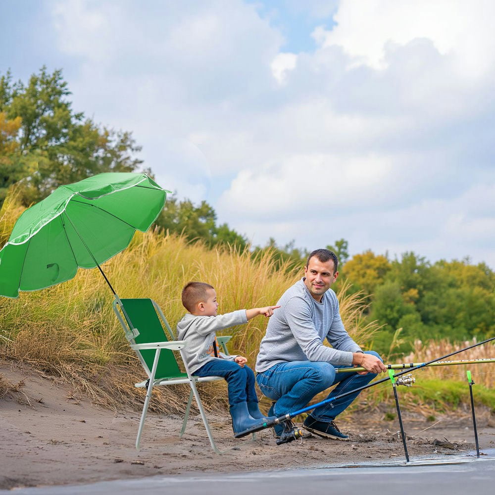 Resenkose Folding Beach Chair with Detachable Umbrella, Portable Outdoor Camping Seat (Green, 265 lb Capacity) bs21h