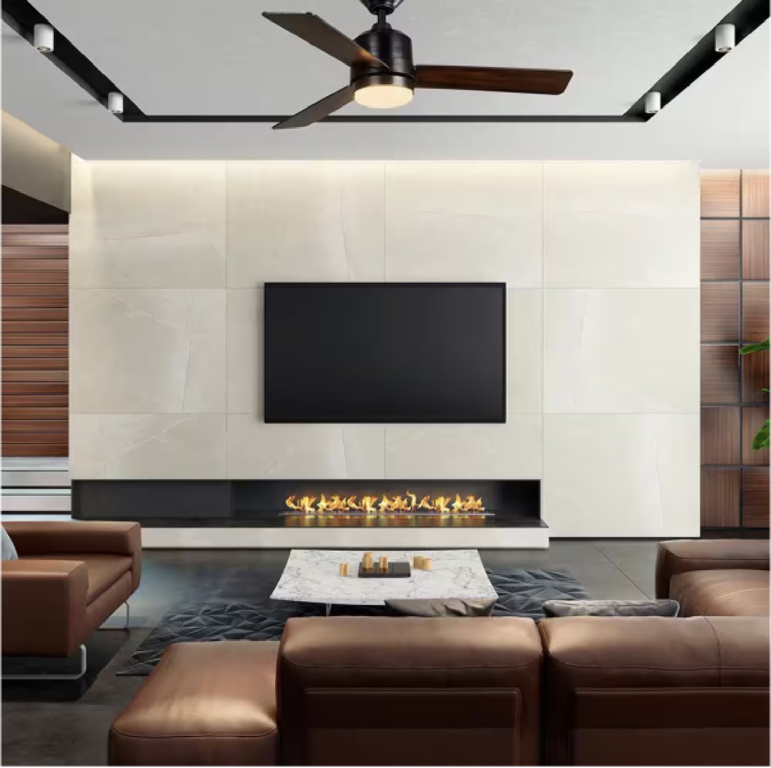 Hampton Bay Castlegate 44 in. Indoor LED Ceiling Fan with Light Kit and Remote (Black, 44 in.) yattj