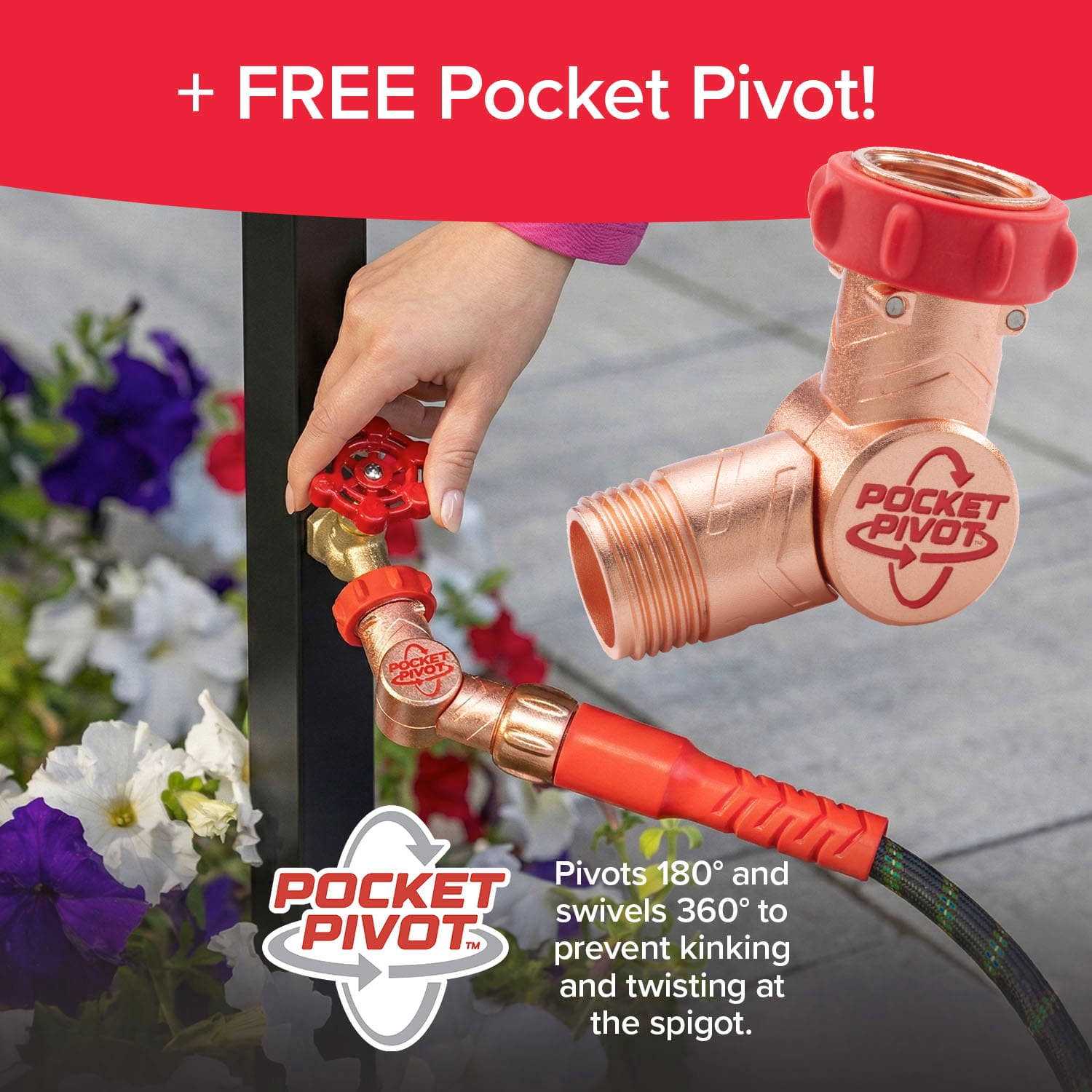 Pocket Hose Ballistic Expandable Garden Hose with Pivot Connector (Black, 50 ft) 4hbr5