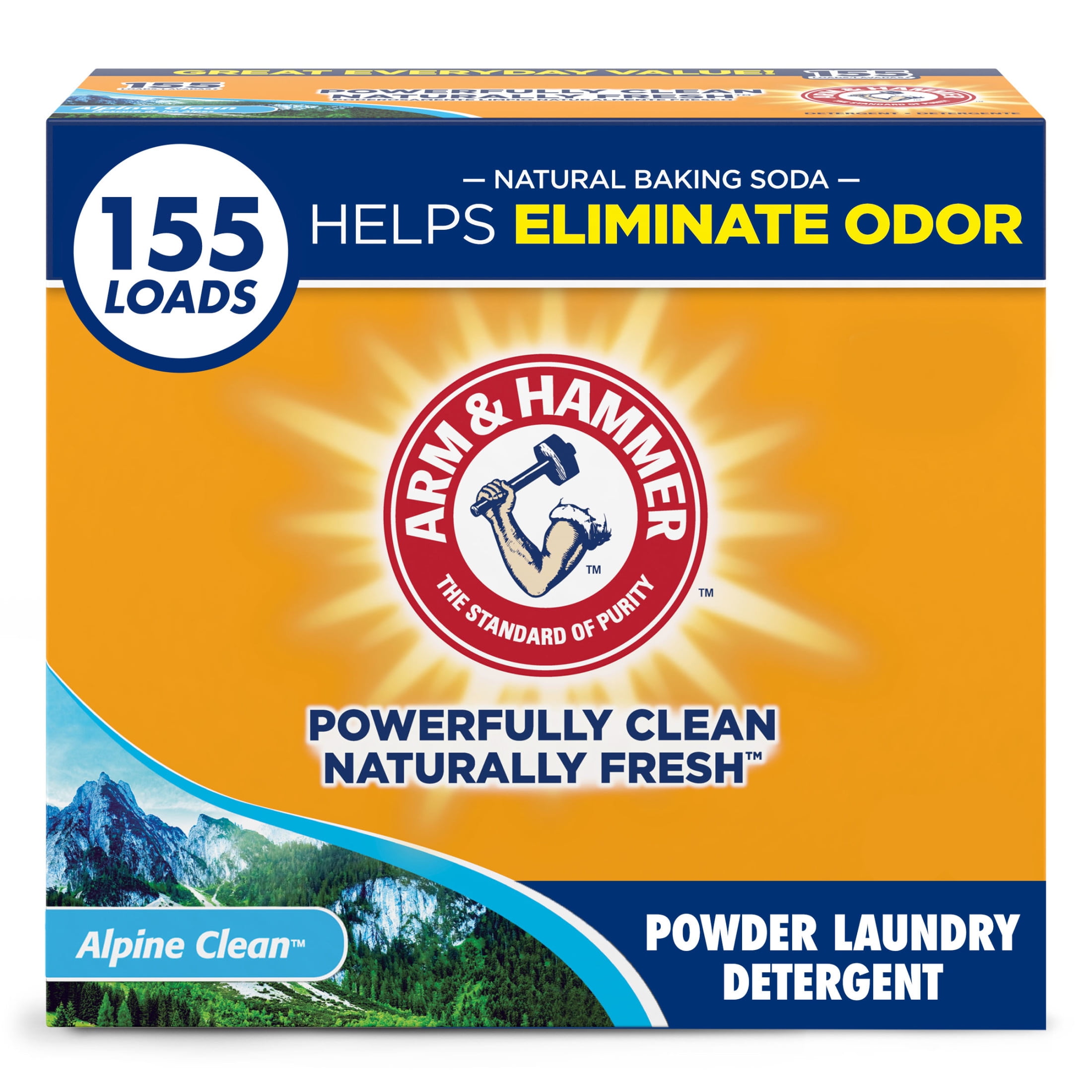 ARM & HAMMER Powder Laundry Detergent, Alpine Clean, Deep Cleaning Formula (9.56 lb) 59dpz