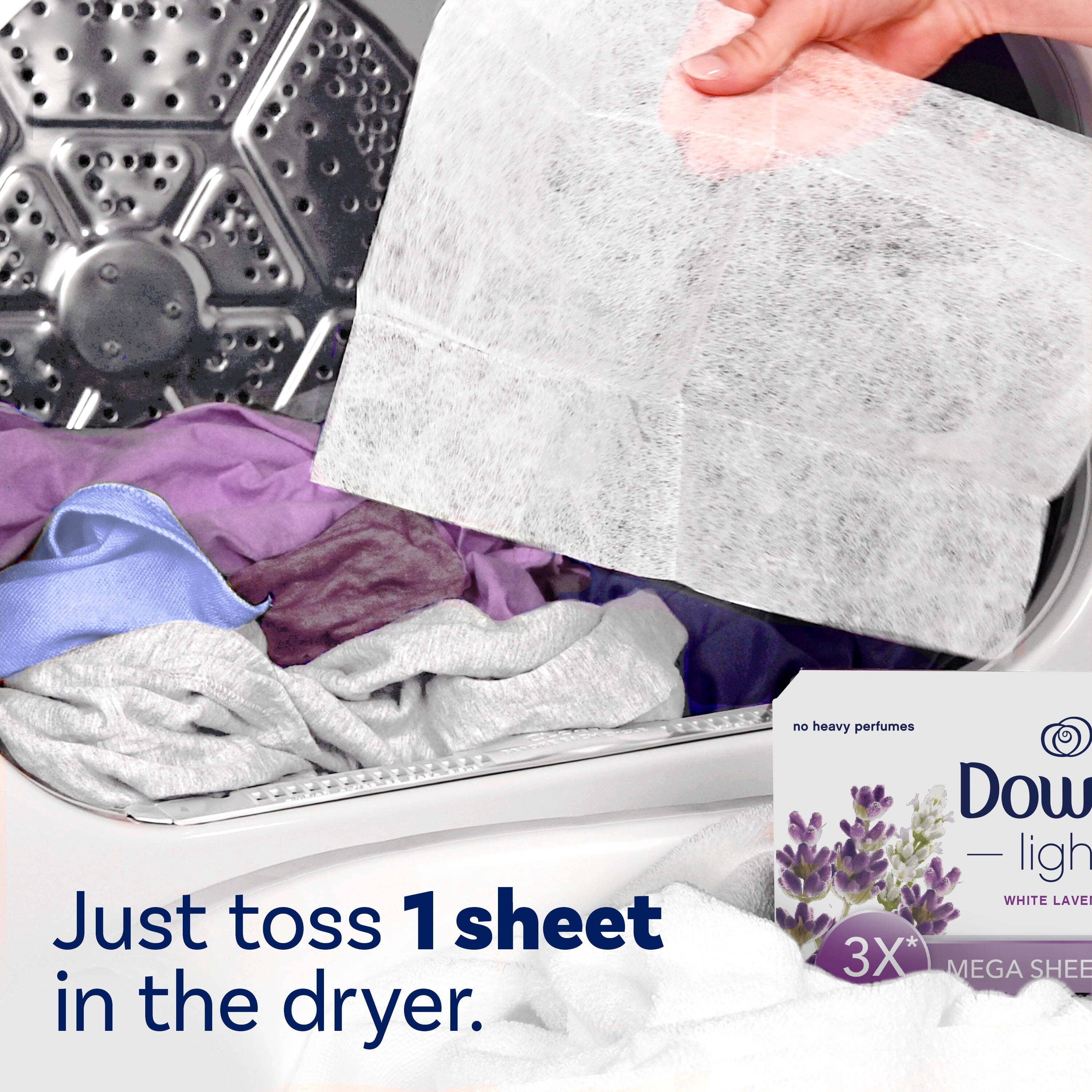 Downy Light Mega Dryer Sheets, Fabric Softener with White Lavender Scent (White, 80 Count) q6yhh