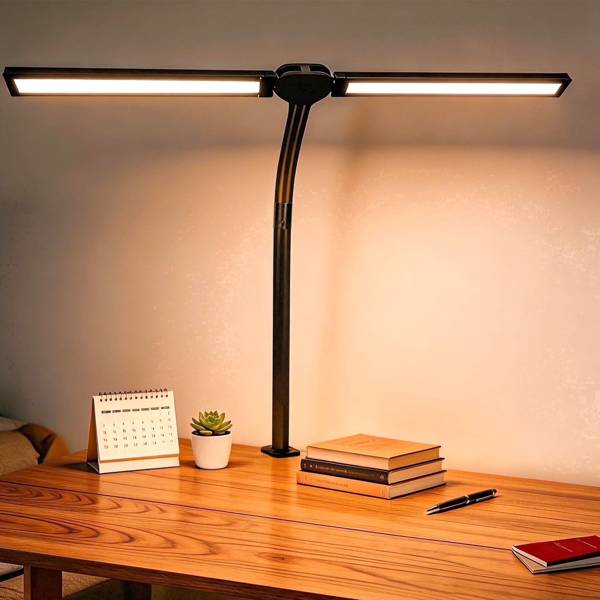 Alichome LED Desk Lamp, Clip-On Task Light with Flexible Gooseneck, 5 Brightness Levels & 4 Color Modes (Black, 2 in Clamp) y7pbw