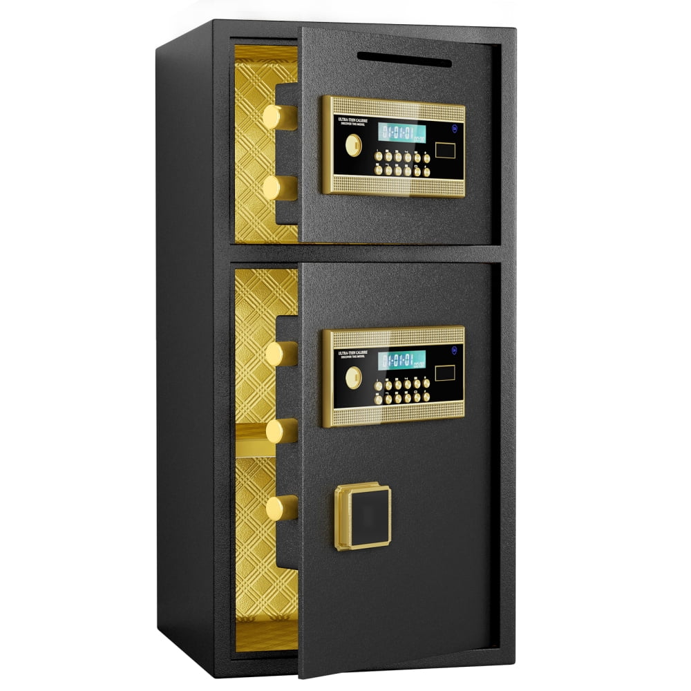Generic Digital Security Safe Double-Door Heavy-Duty Steel Lockbox with Fireproof Bag (Black, 6.0 cu ft) lxg05