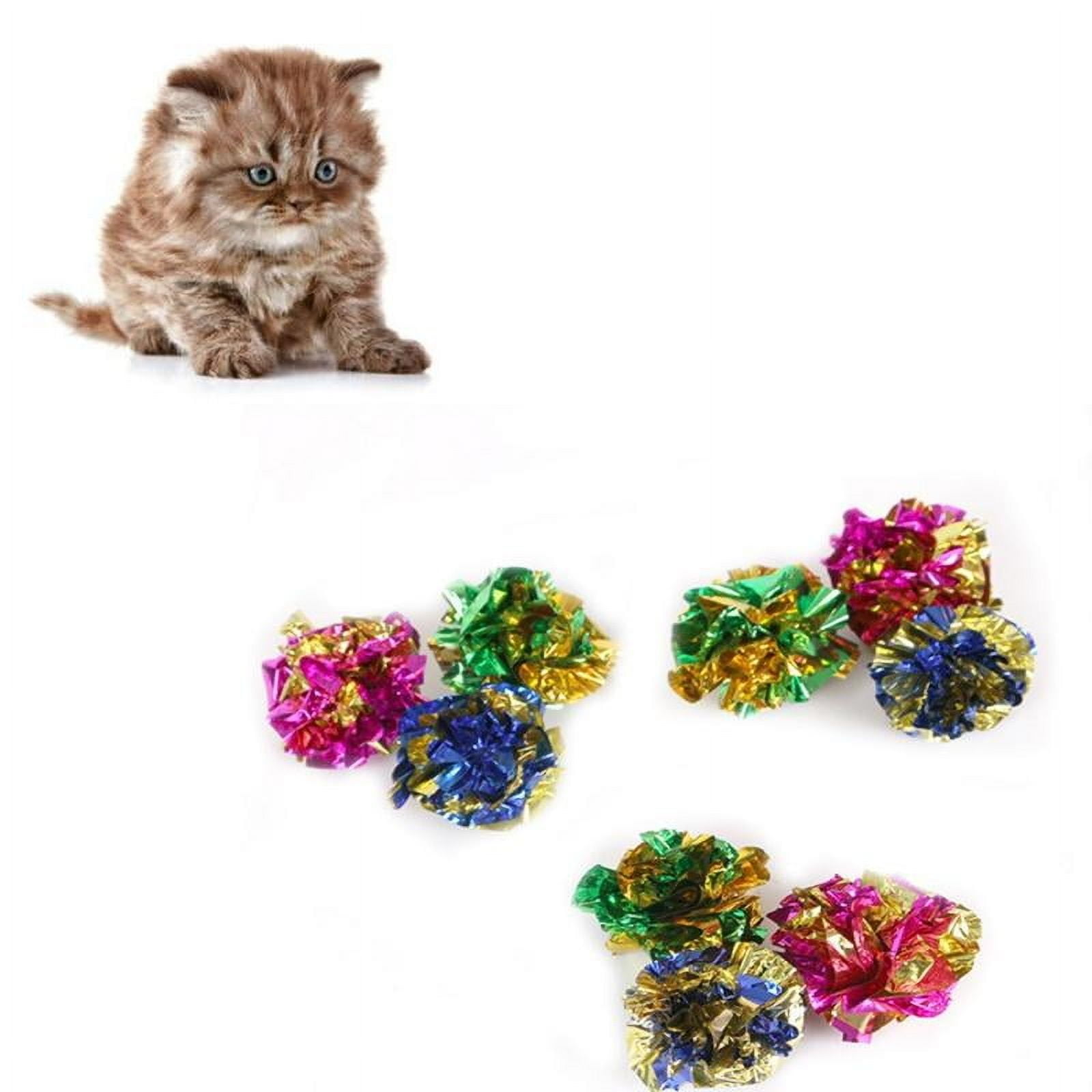 Popvcly Interactive Crinkle Foil Balls for Cats, Pet Sound Toys for Exercise and Play (Multi-color, 12 Pack) m8ggk