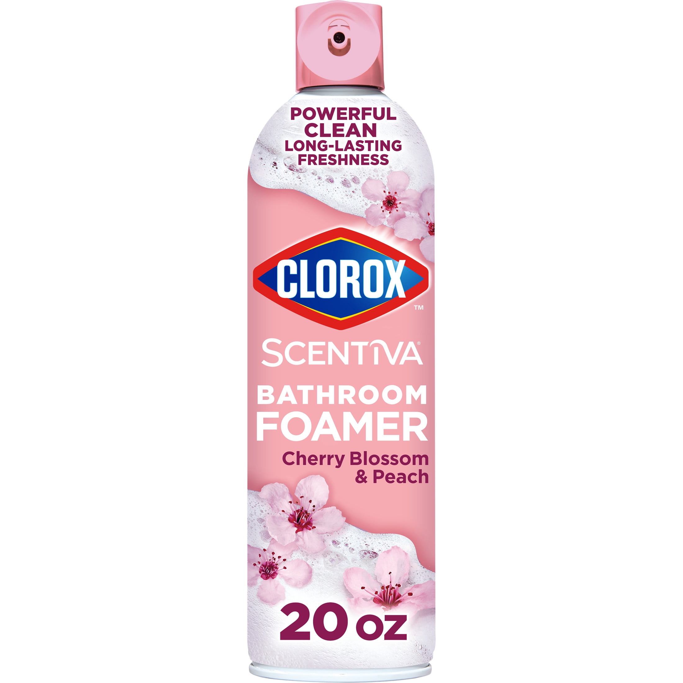 Clorox Scentiva Bathroom Foamer Cleaner, Cherry Blossom and Peach Scent (20 oz) r73e5