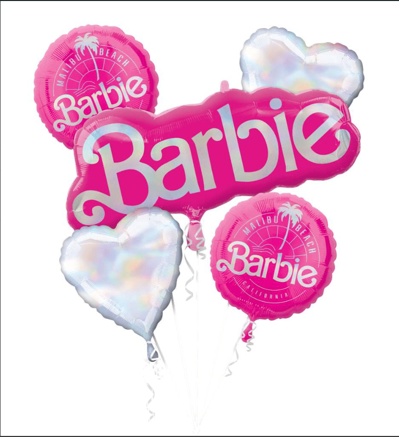 Anagram Barbie Bouquet Foil Mylar Balloon Set (Pink, 5-Piece) 6oef3