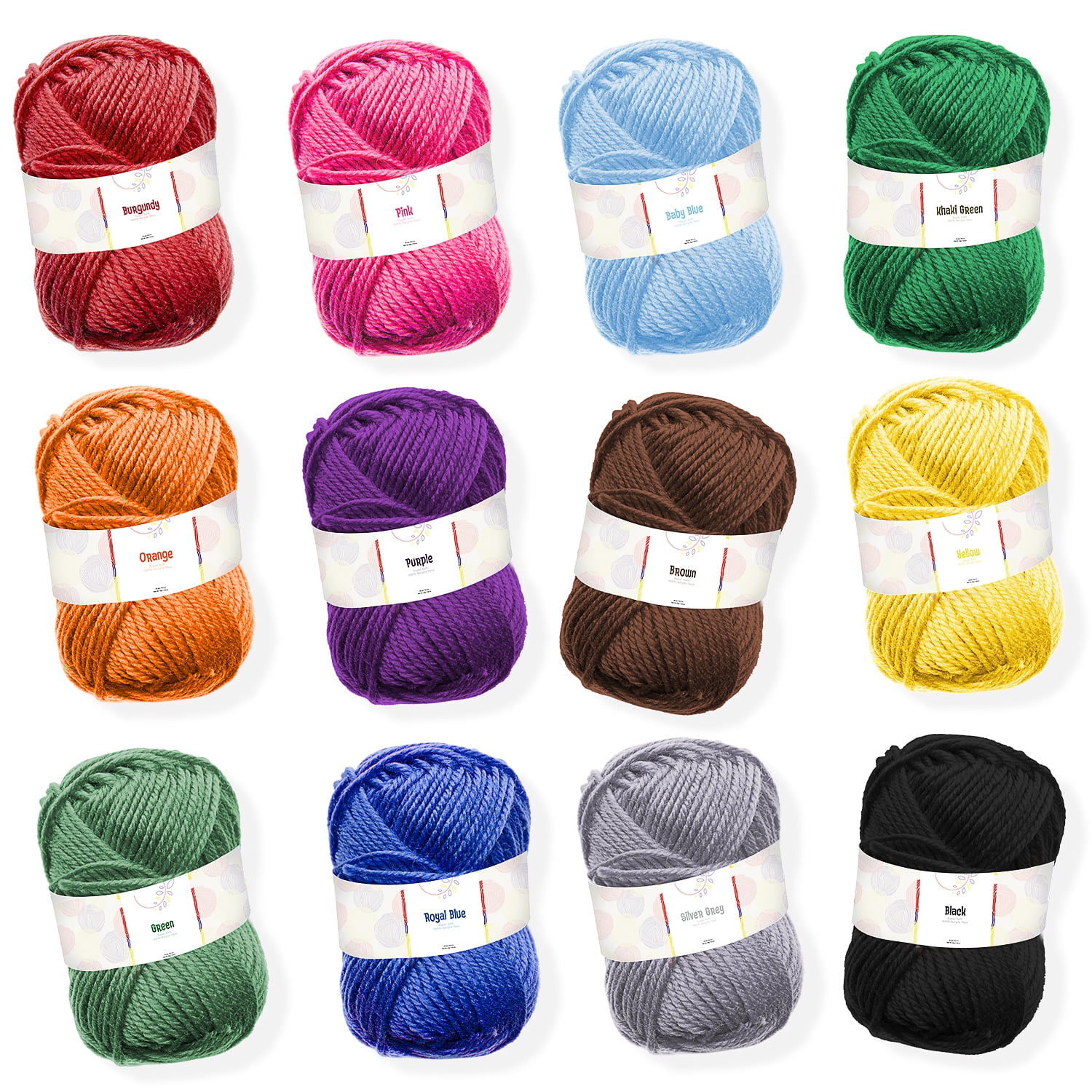 CraftBud Crochet Yarn, Soft Acrylic Hand Knitting Yarn for DIY Craft Projects (Multi-Colored, 12-Pack, 1200 Yards) 9rajo - Image 2