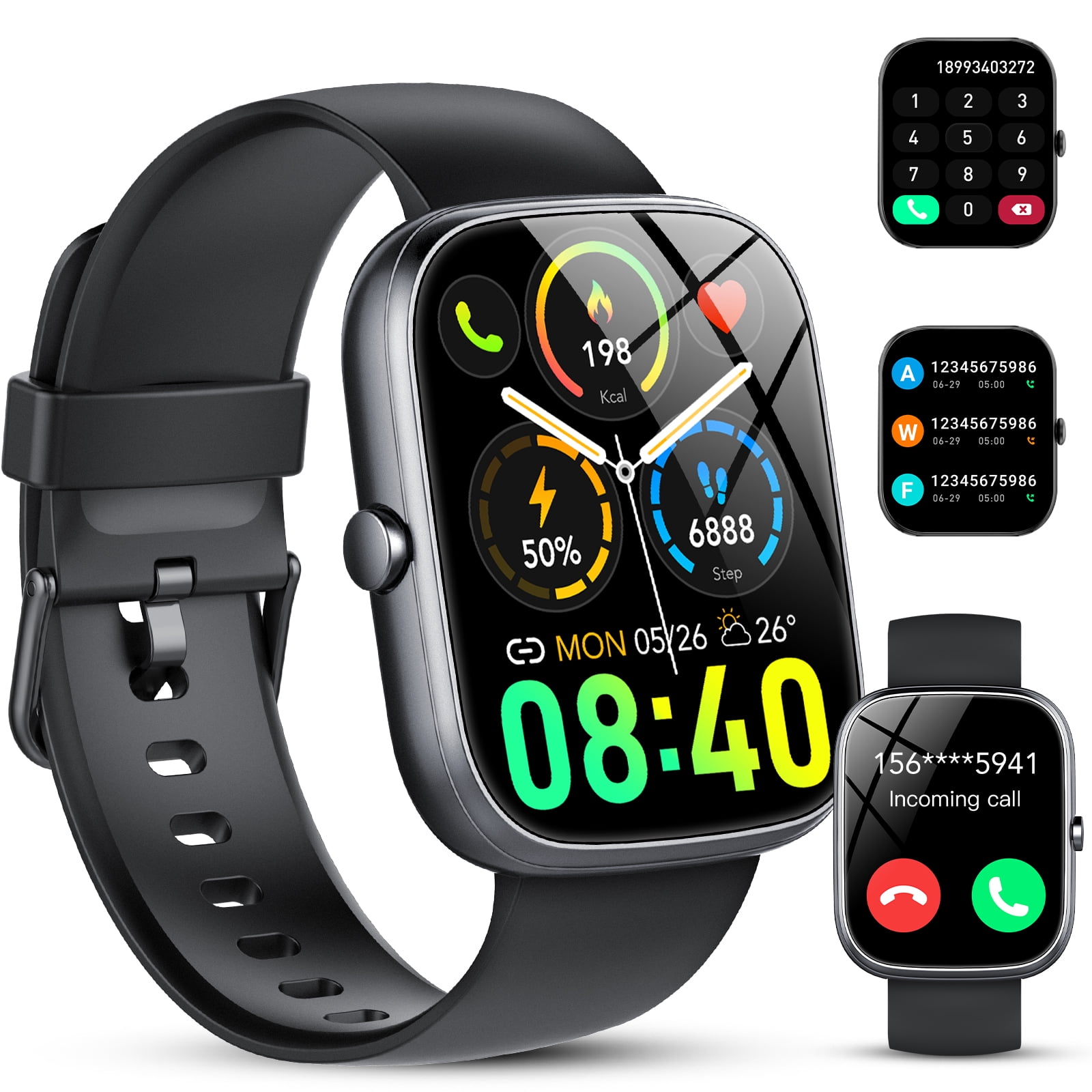 Tikland Smart Watch Fitness Tracker with 1.91 in HD Screen, Bluetooth Calling, 100 Sports Modes, IP68 Waterproof (Grey) m5oy8