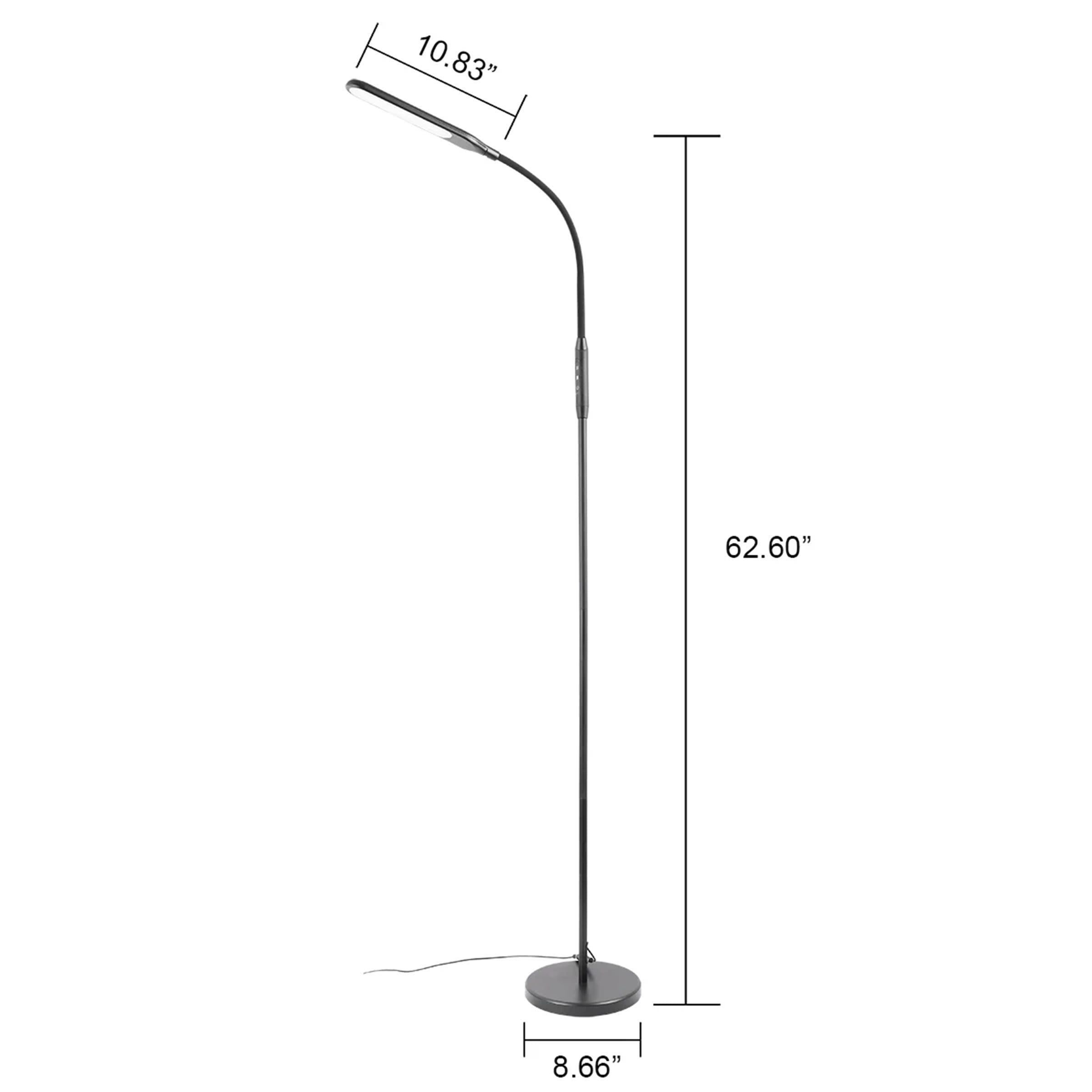 Mainstays LED Floor Lamp, Adjustable Brightness & 4 Color Temperatures, Modern Standing Light for Living Room & Office (Black, 71 in) 46l0f