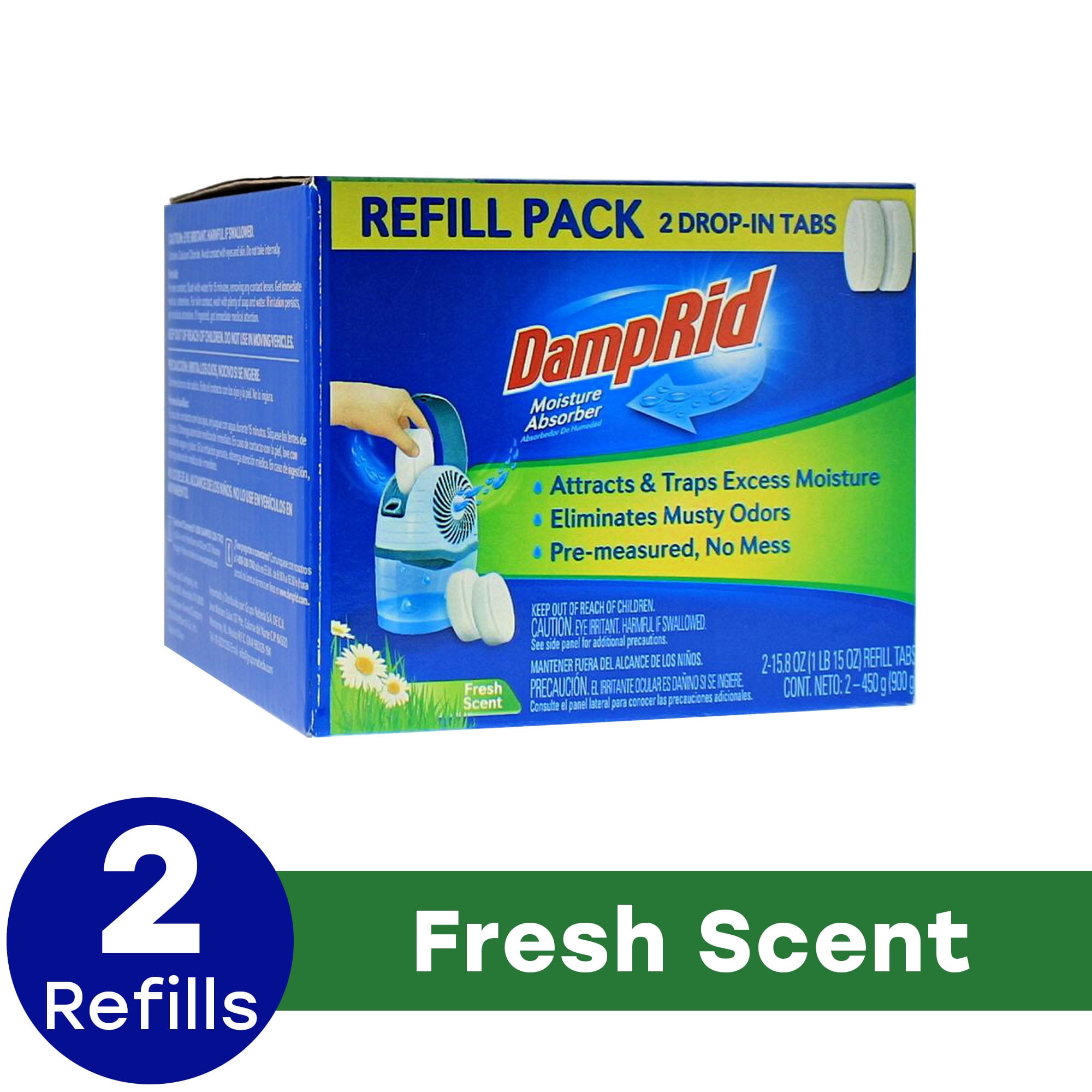 DampRid Moisture Absorber Refill Drop-in Tabs (Fresh Scent, 15.8 oz, 2 Pack) rj5eb