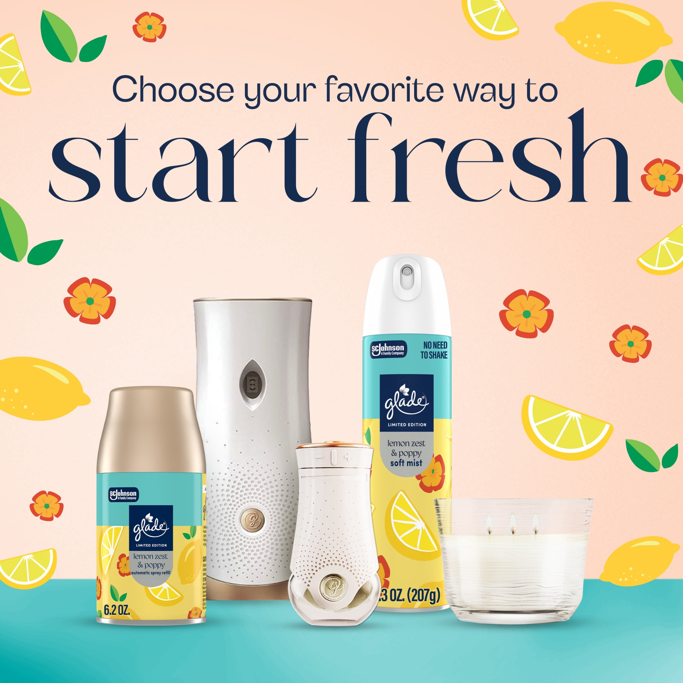 Glade Odor Fighting Soft Mist Air Freshener Room Spray, Lemon Zest & Poppy (7.3 oz) jiulz